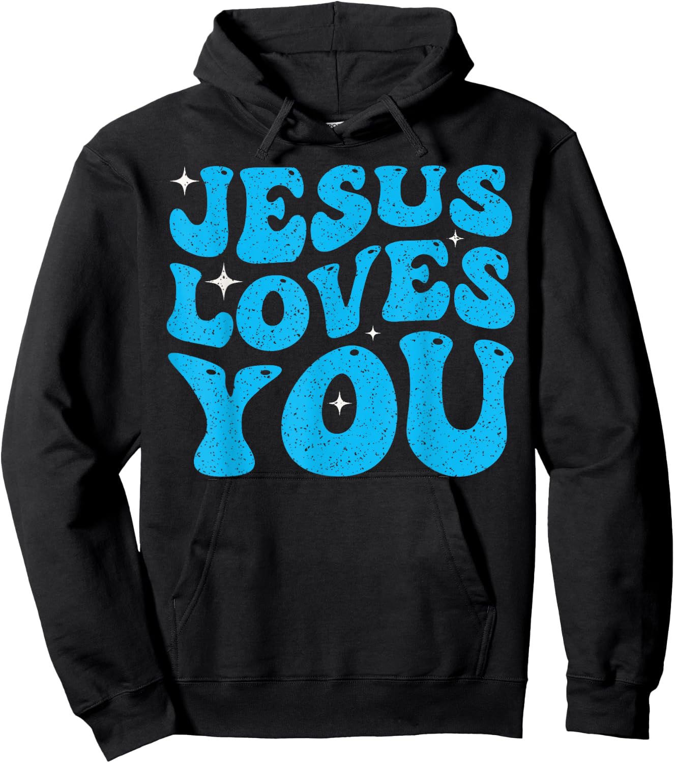 Cute Jesus Loves You Groovy Christian Faith Inspirational Hoodie - Hoodie | Black
