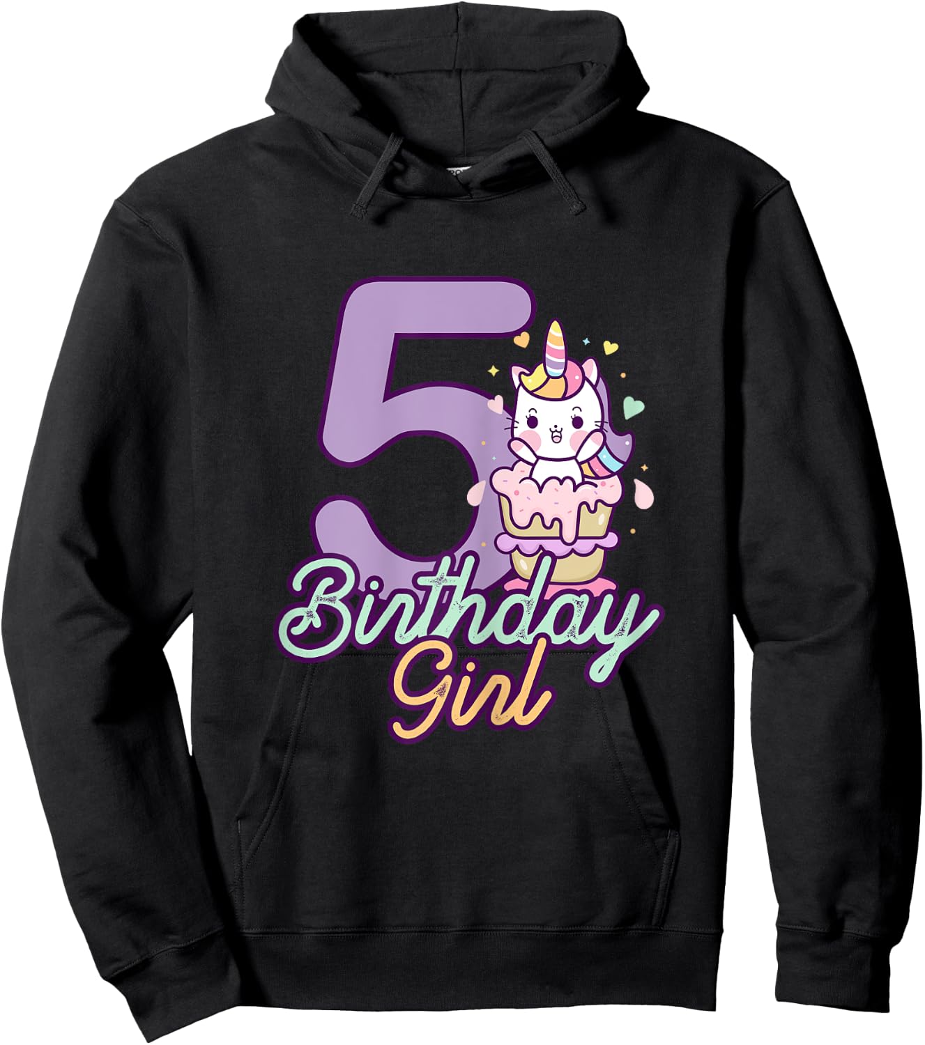 5 Years Old Birthday Girl Gifts Unicorn 5th Birthday Hoodie - Hoodie | Black