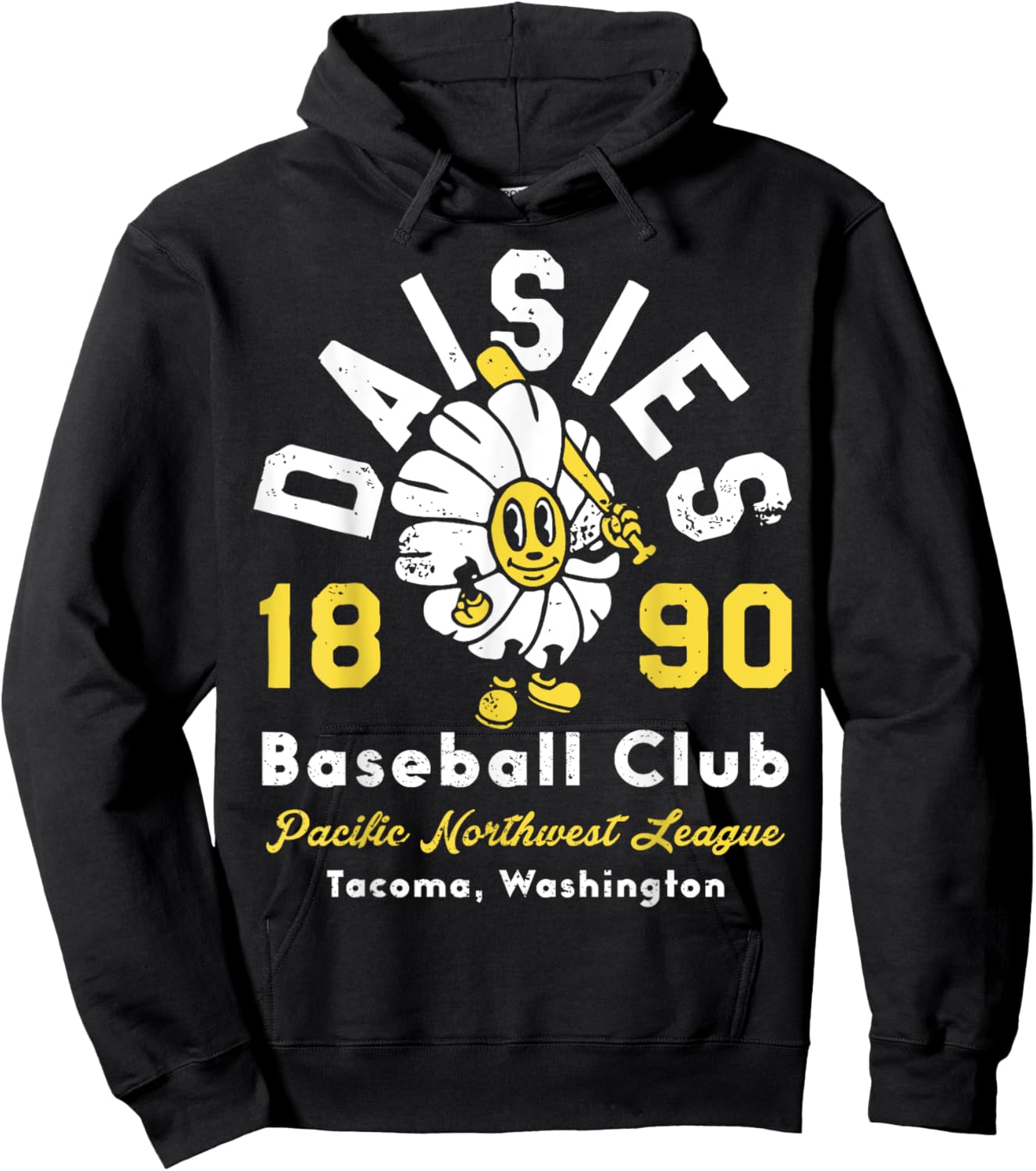 Tacoma Daisies Washington Vintage Defunct Baseball Hoodie - Hoodie | Black