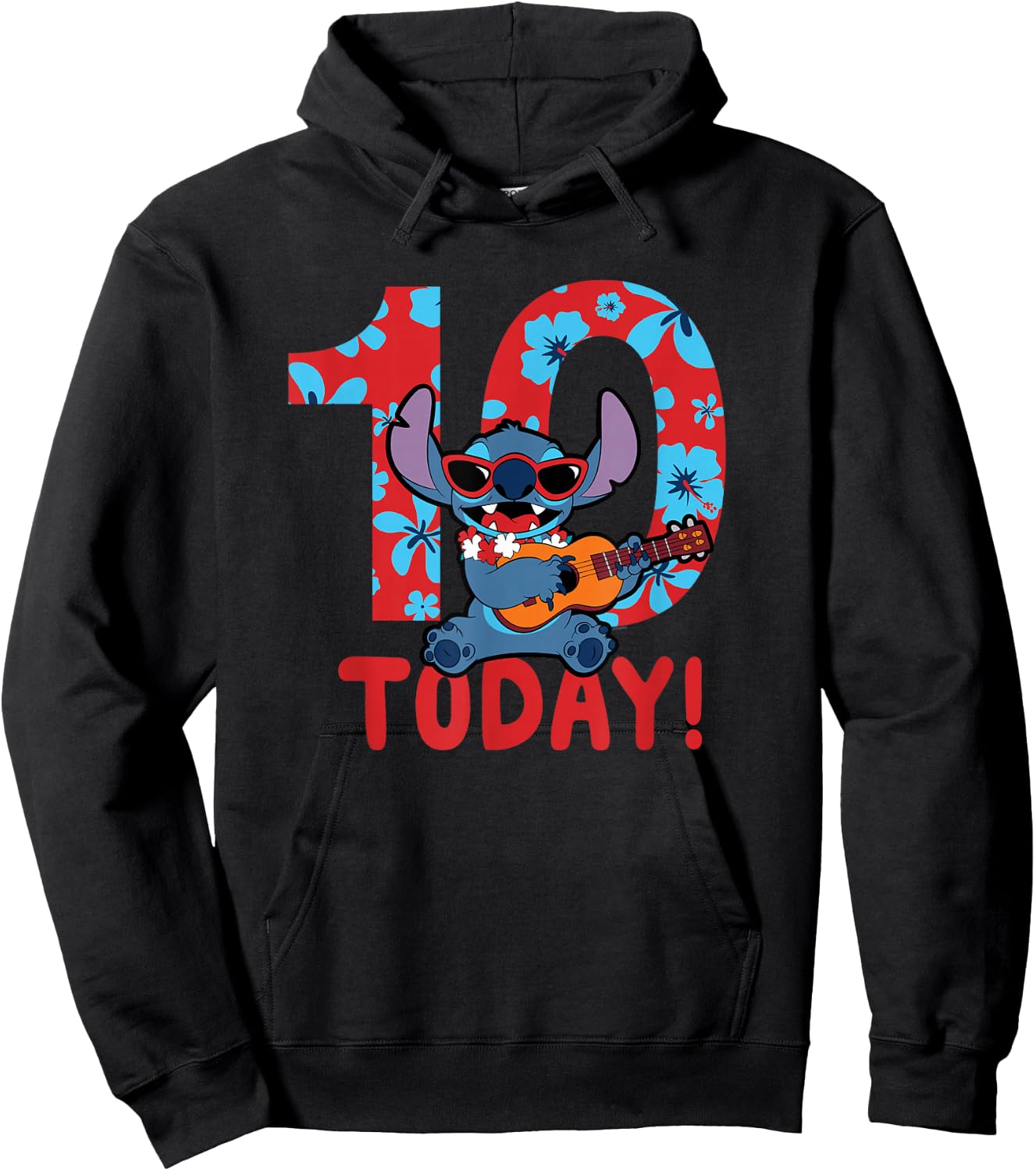 Disney Lilo & Stitch Tropical Birthday 10 Years Old Today Hoodie - Hoodie | Black