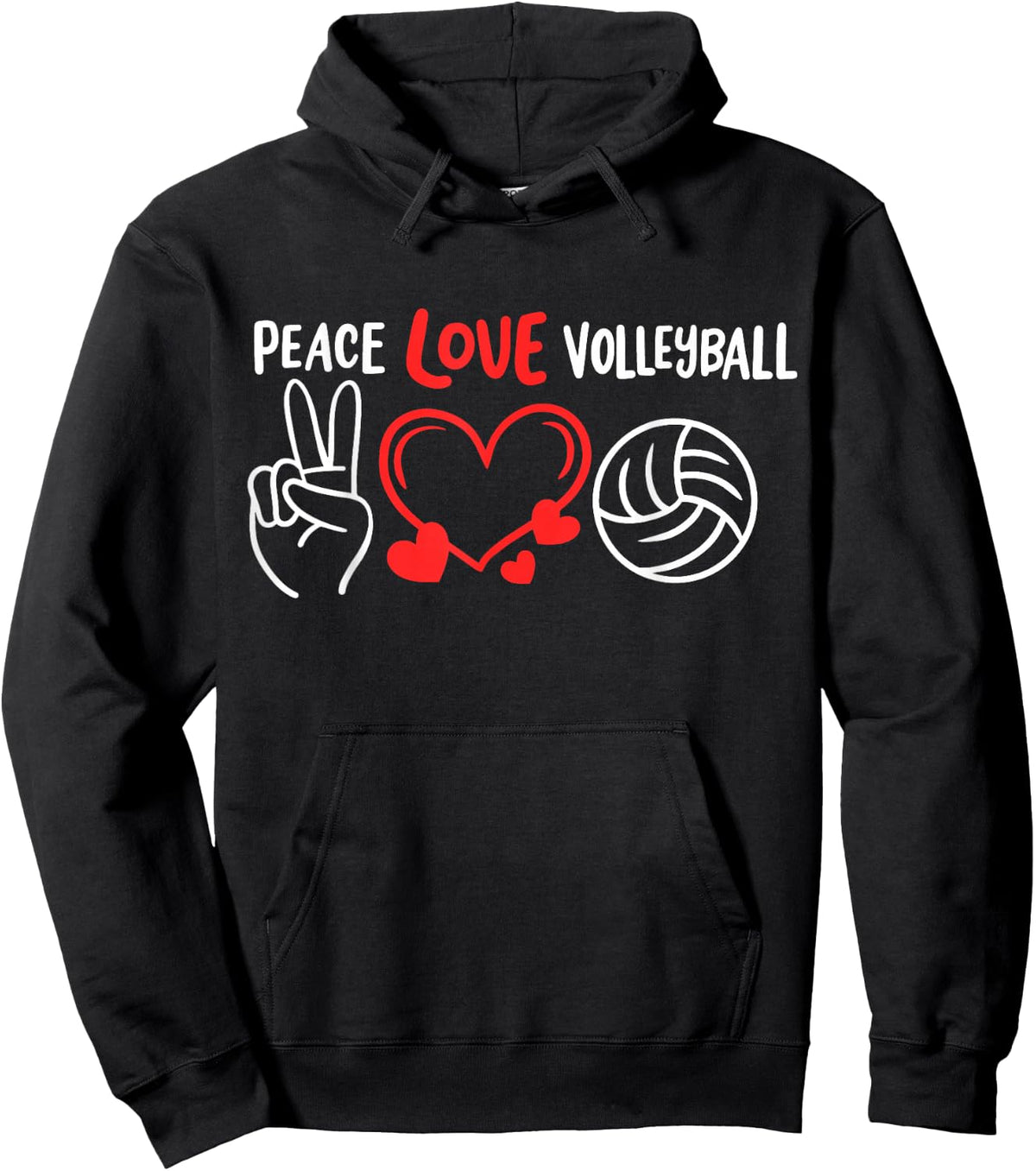 Volleyball Peace Love Volleyball Hoodie - Hoodie | Black