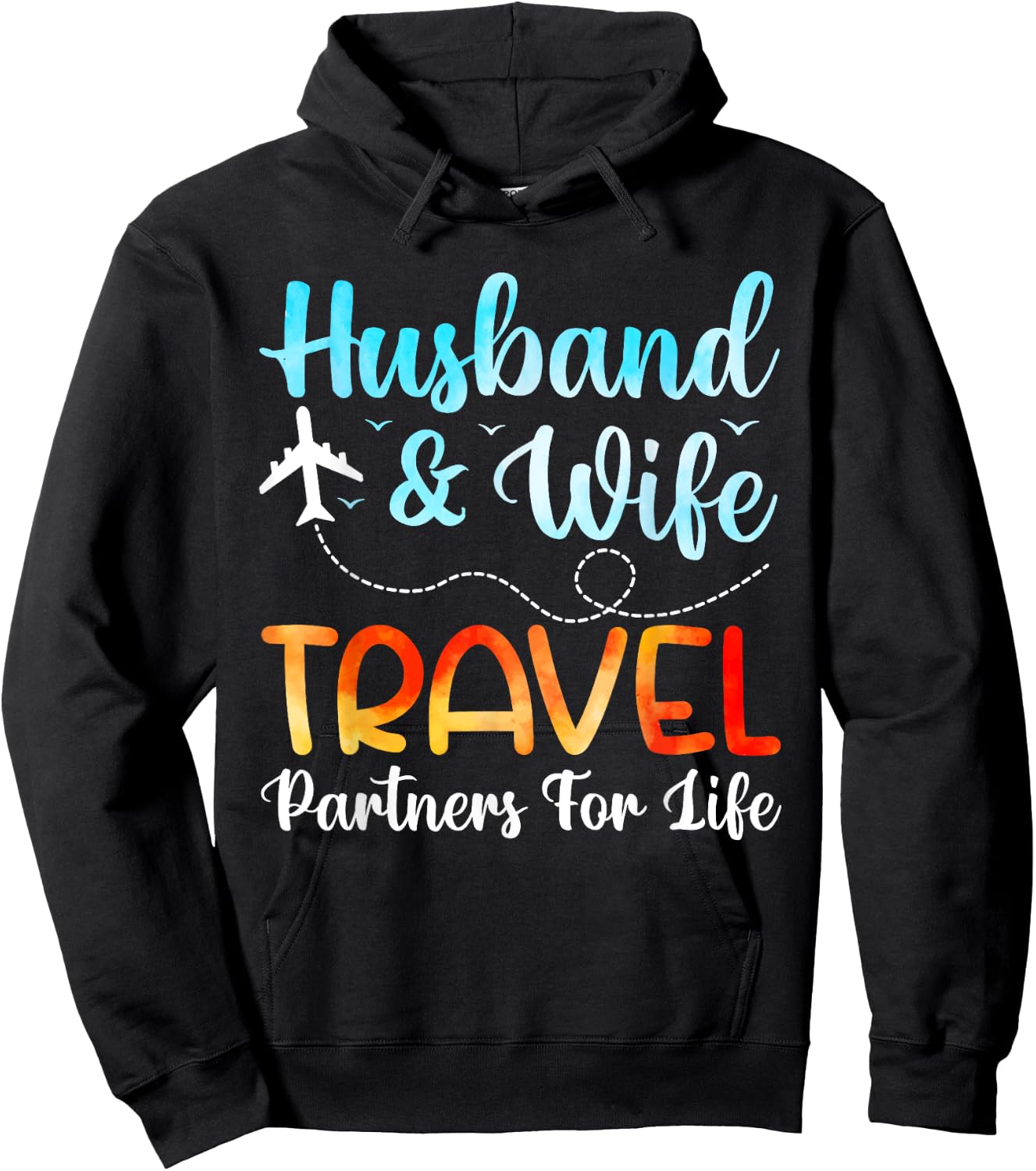 Funny Husband And Wife Travel Partners Matching Couple Hoodie - Hoodie | Black