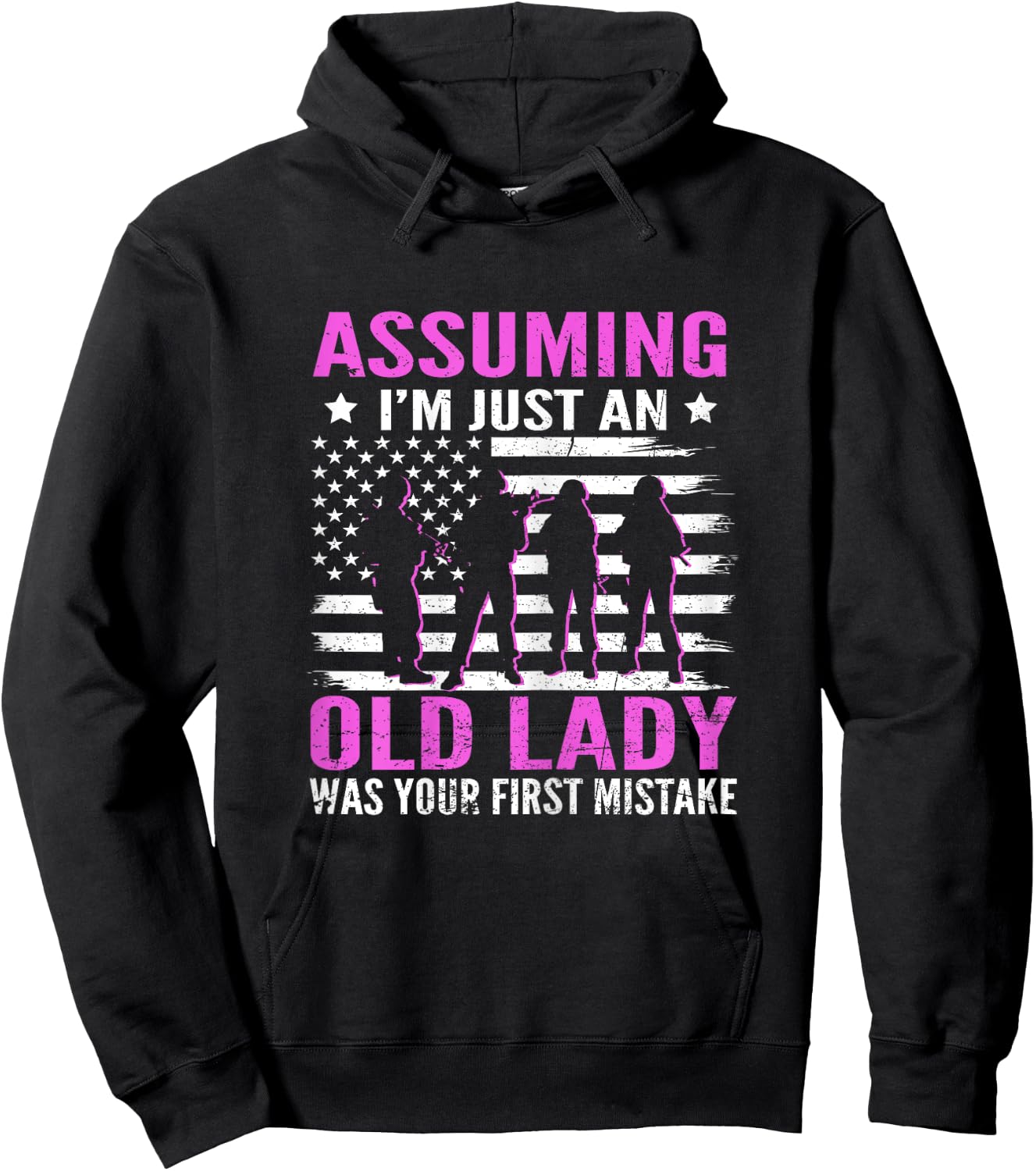 Assuming I'm Just An Old Lady Proud Female US Veteran Hoodie - Hoodie | Black