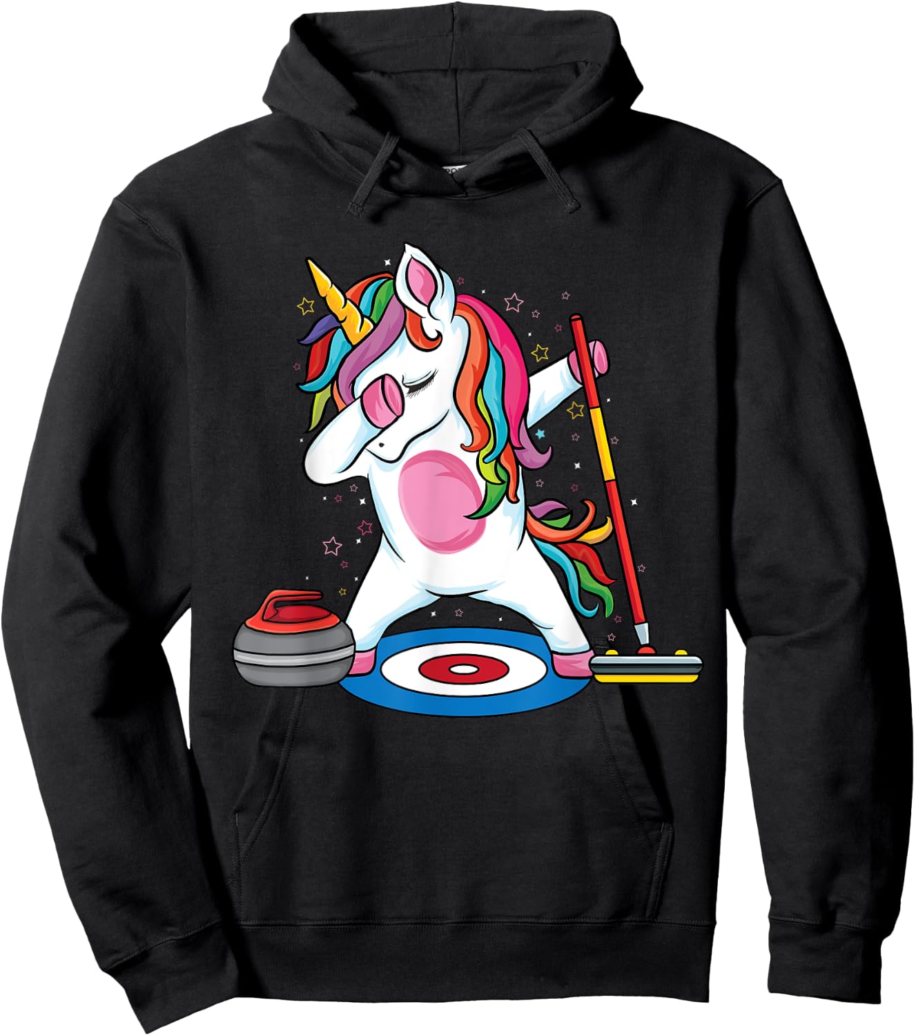 Magical Dabbing unicorn curling Player ice Sports Curling Hoodie - Hoodie | Black