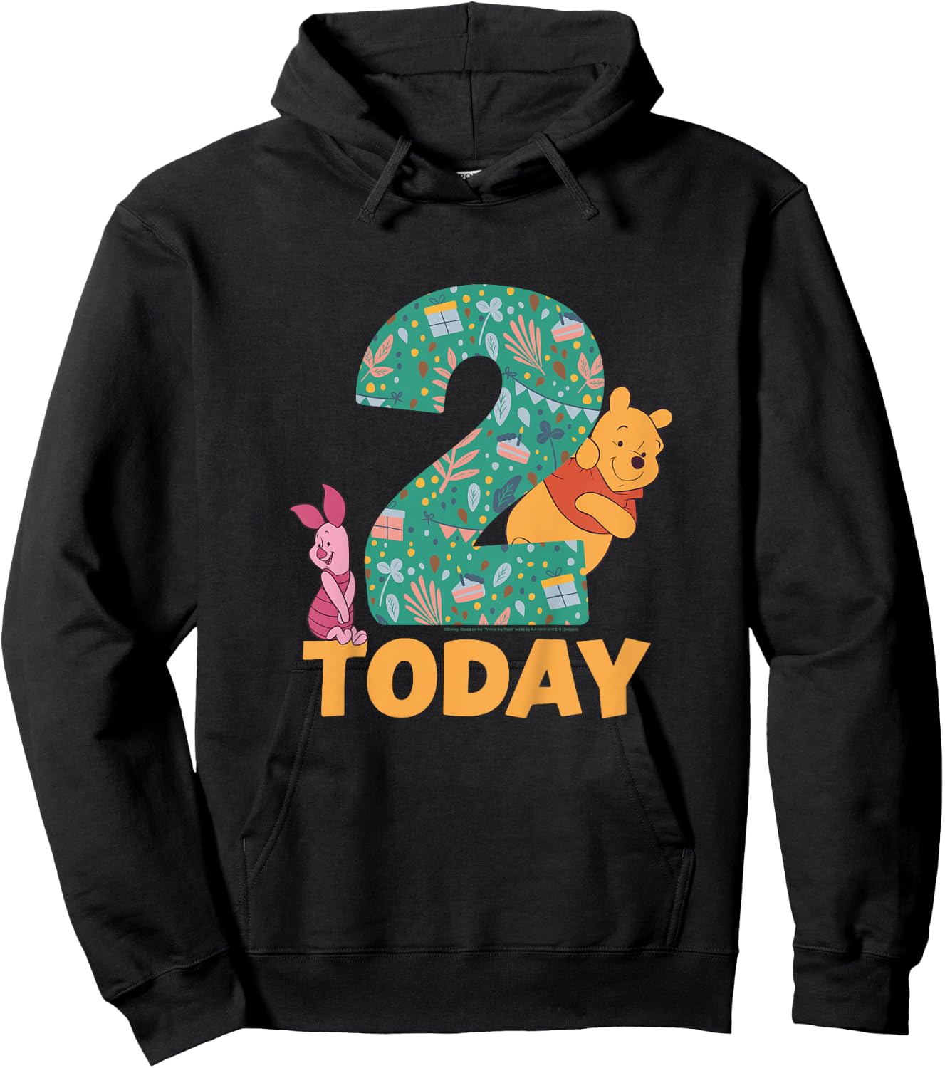 Disney Winnie the Pooh & Piglet Birthday 2 Years Old Today Hoodie - Hoodie | Black