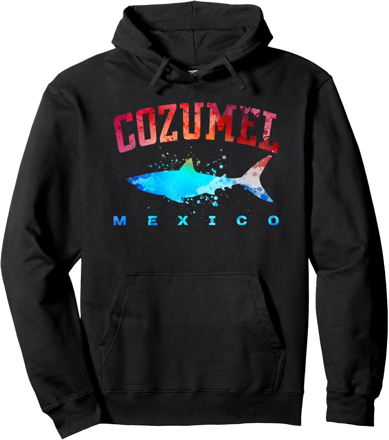 COZUMEL MEXICO Beach Vacation Great White Shark Art Vintage Hoodie - Hoodie | Black