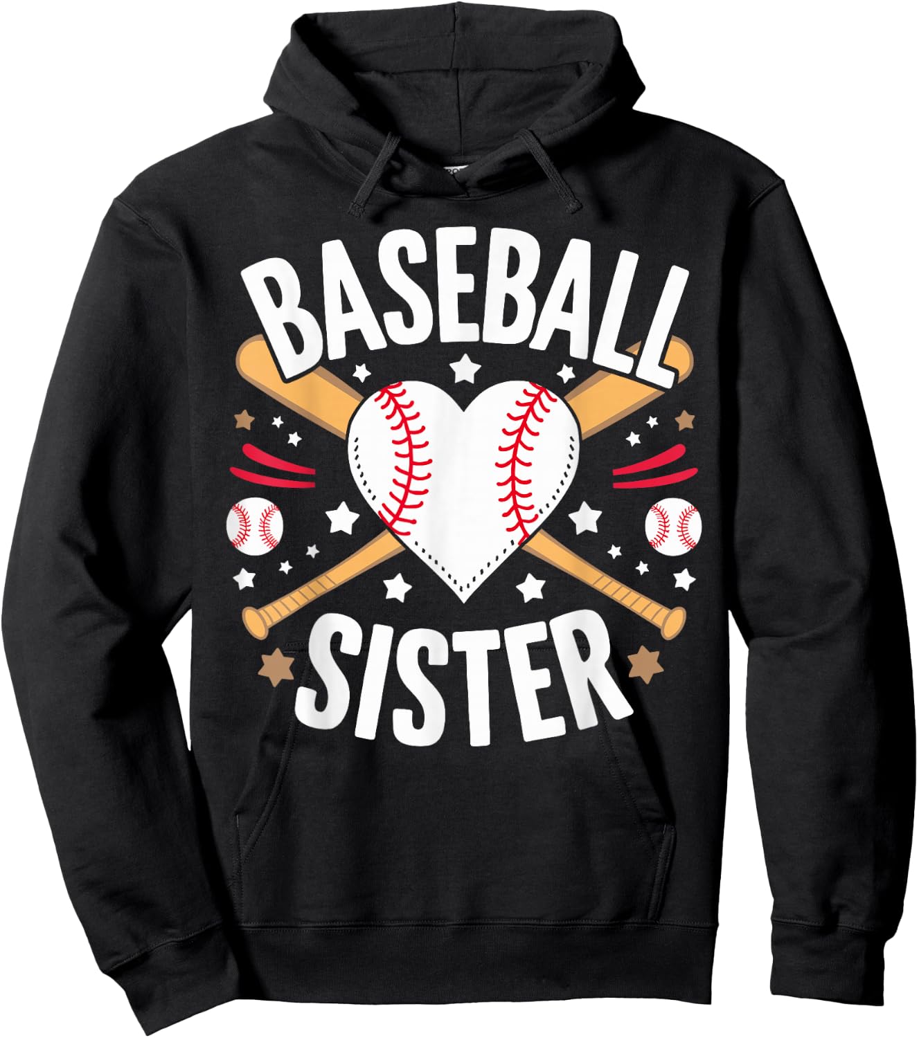 Funny Sister Baseball Sister Hoodie - Hoodie | Black
