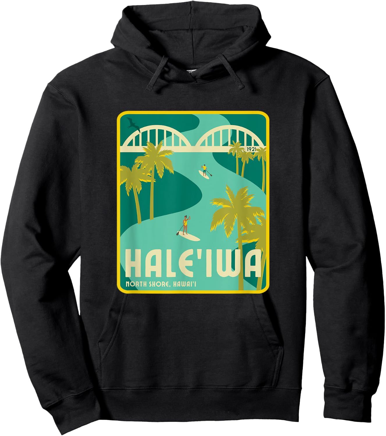 Retro Hale'iwa North Shore Hawaii Hoodie - Hoodie | Black