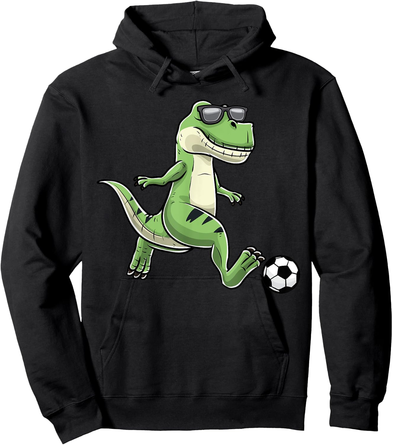T-Rex Playing Soccer Dinosaur Soccer Player Hoodie - Hoodie | Black