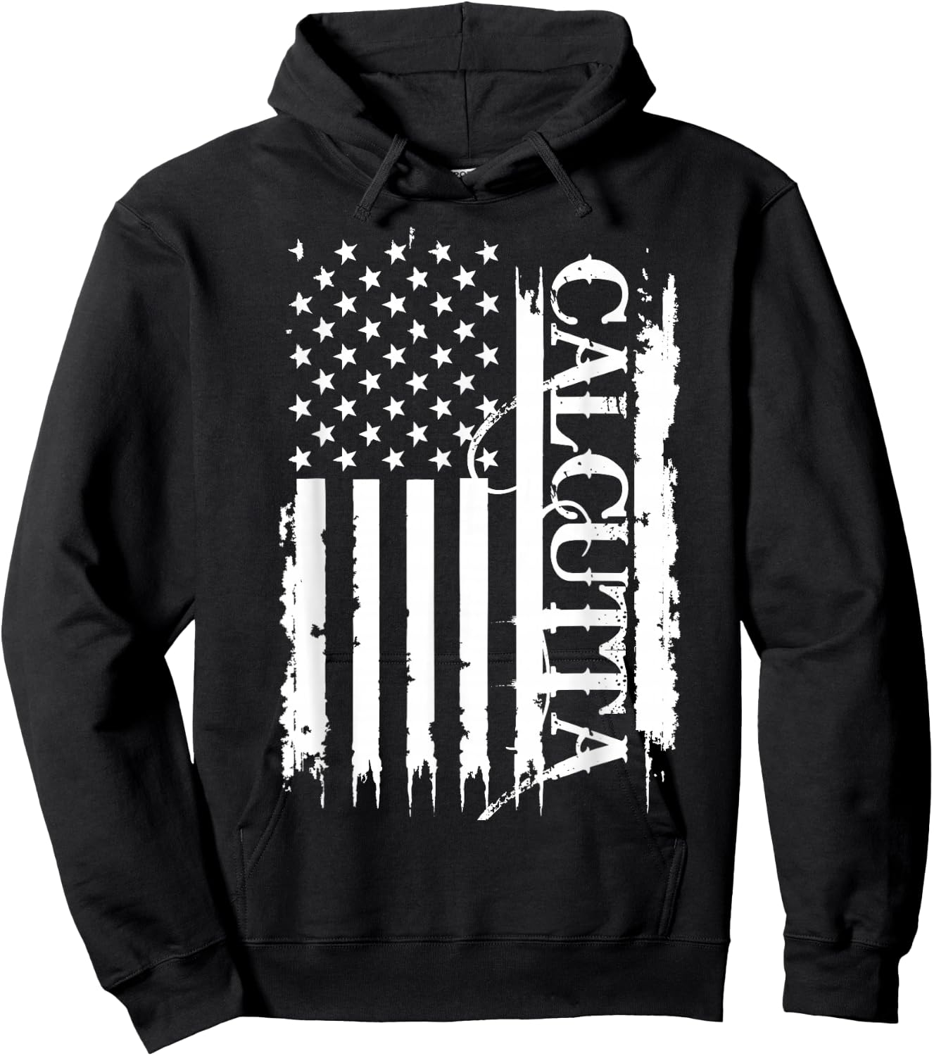 Calcutta United States Distressed w US Flag Hoodie - Hoodie | Black