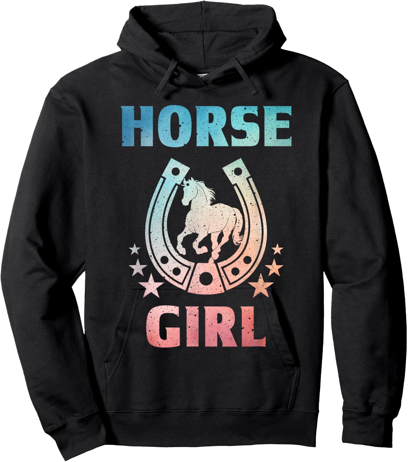 Horse Art Girls Kids Horseback Riding Equestrian Hoodie - Hoodie | Black