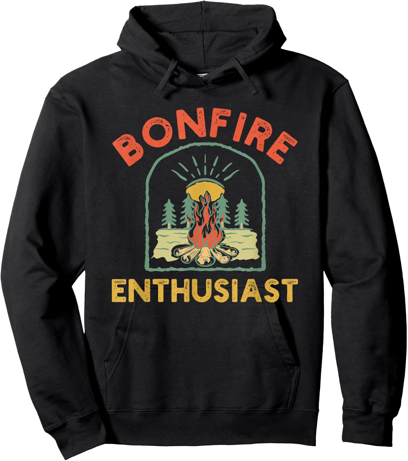 Retro Bonfire Enthusiast Campfire Funny Camping humor Hoodie - Hoodie | Black