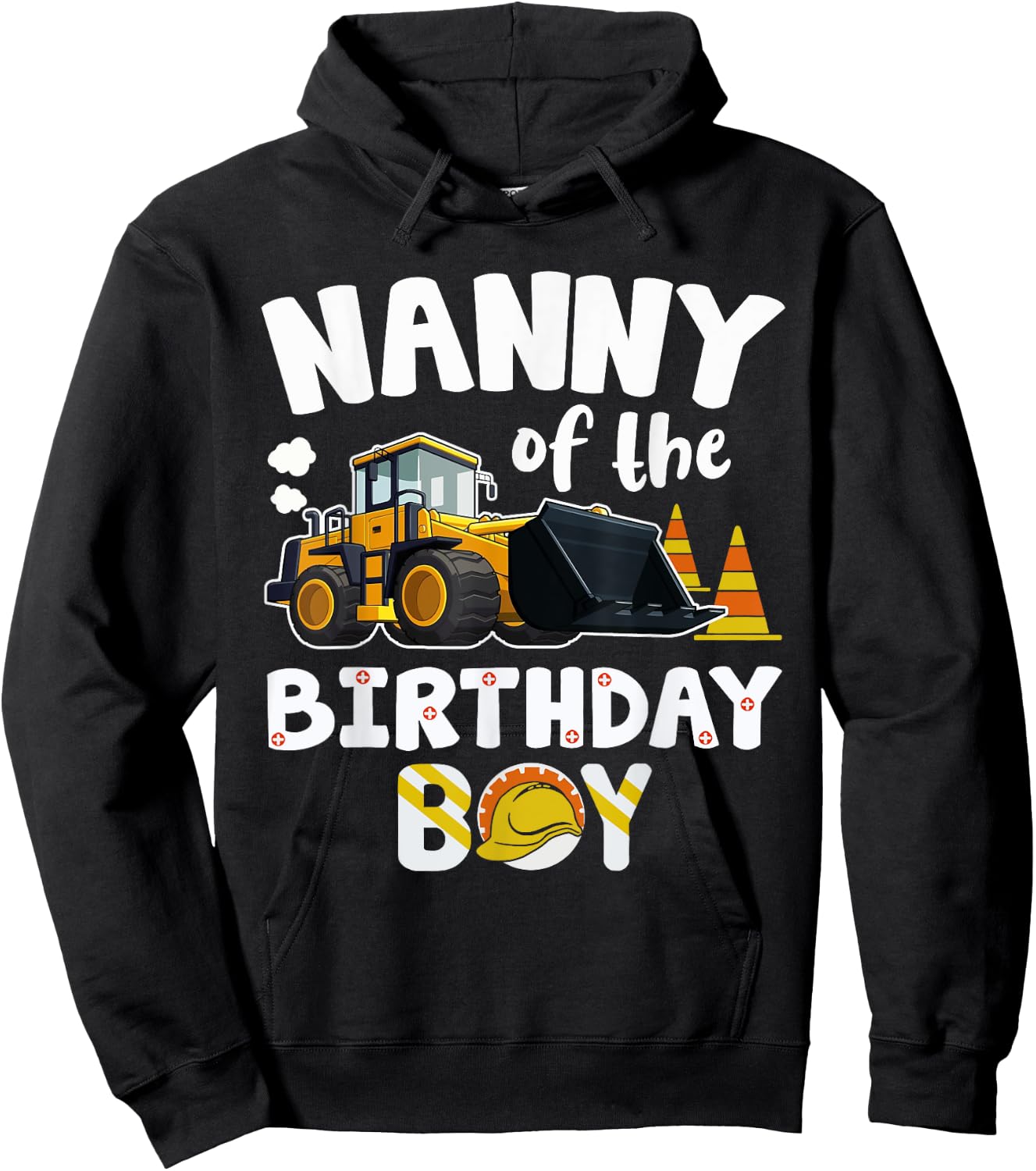 Nanny of the Birthday Boy Construction Worker Bday Party Hoodie - Hoodie | Black