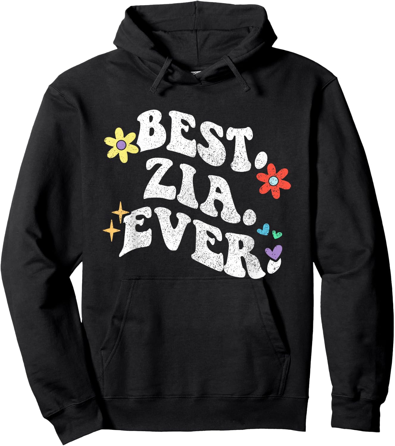 Retro Groovy Best ZIA Ever First Name Mother's Day Girl Hoodie - Hoodie | Black