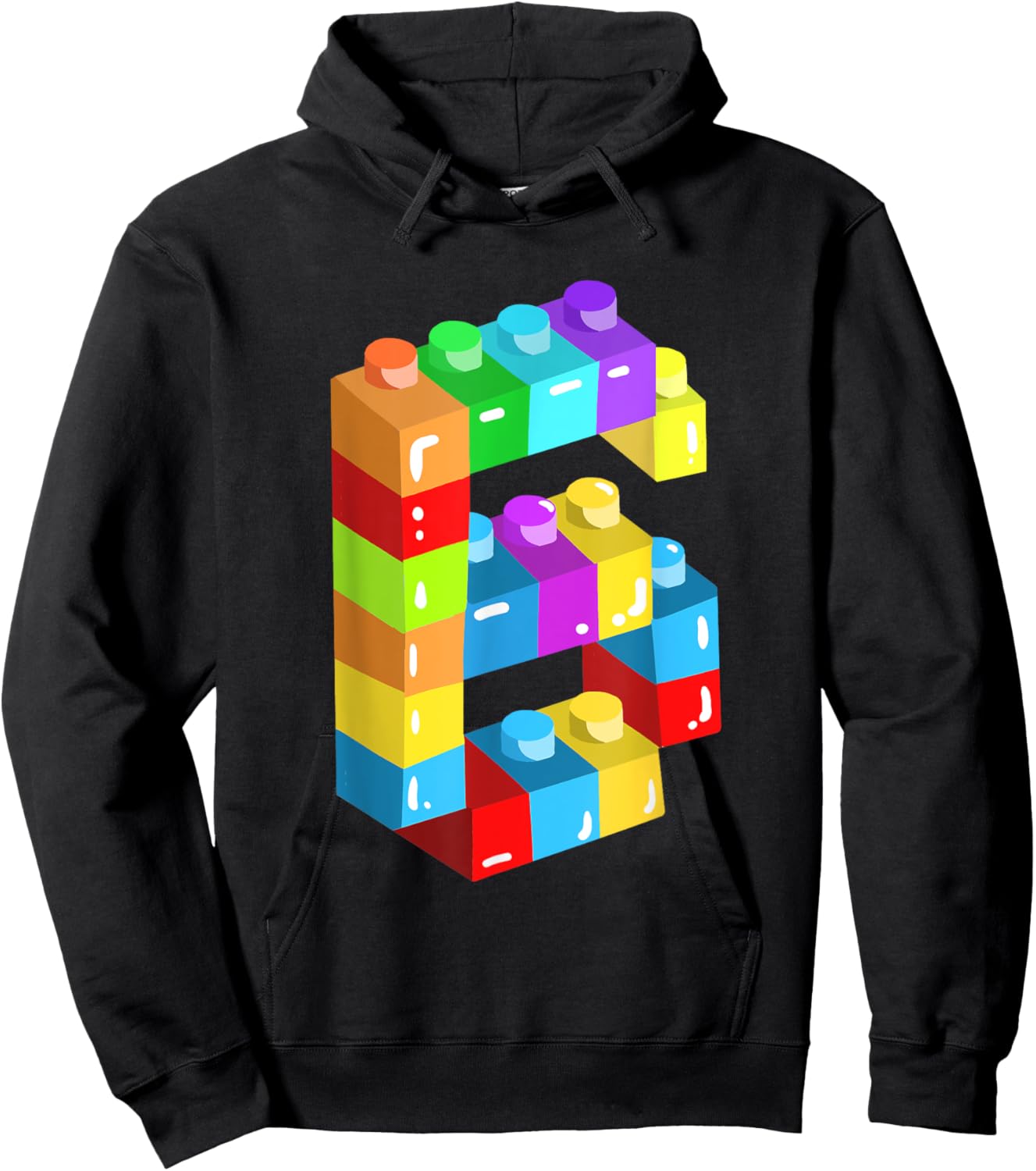 Kids Building Blocks Bricks 6 Years Old 6th Birthday Boys Hoodie - Hoodie | Black