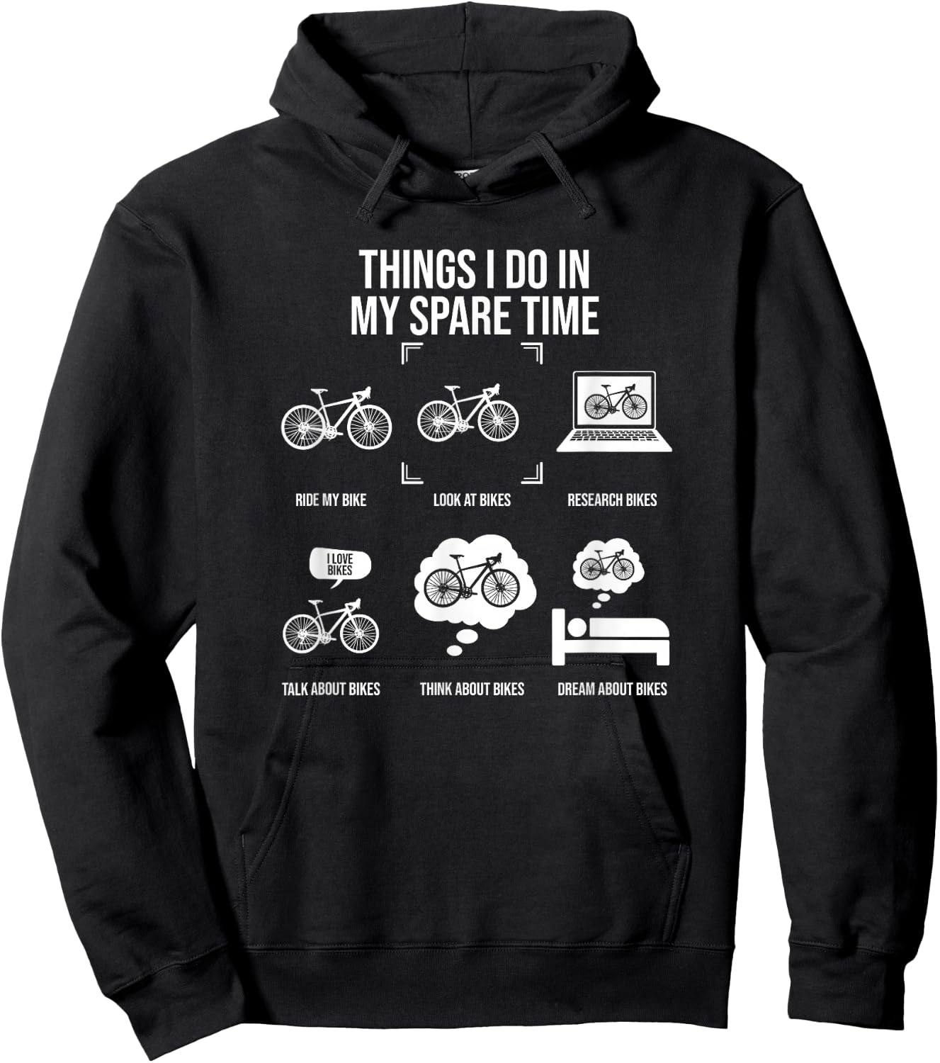 Things I Do In My Spare Time, Bicycle Cycling Lover Hoodie - Hoodie | Black