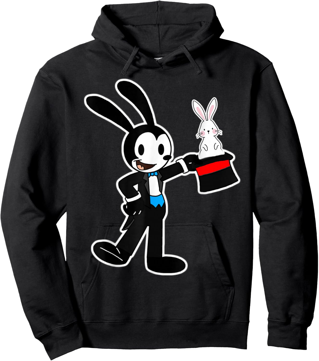 Oswald Rabbit Magician pulls Rabbit out of Hat Hoodie - Hoodie | Black