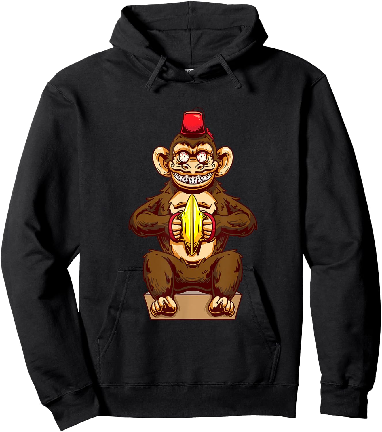 Monkey Playing Cymbals Drummer Ape Musician Marching Band Hoodie - Hoodie | Black