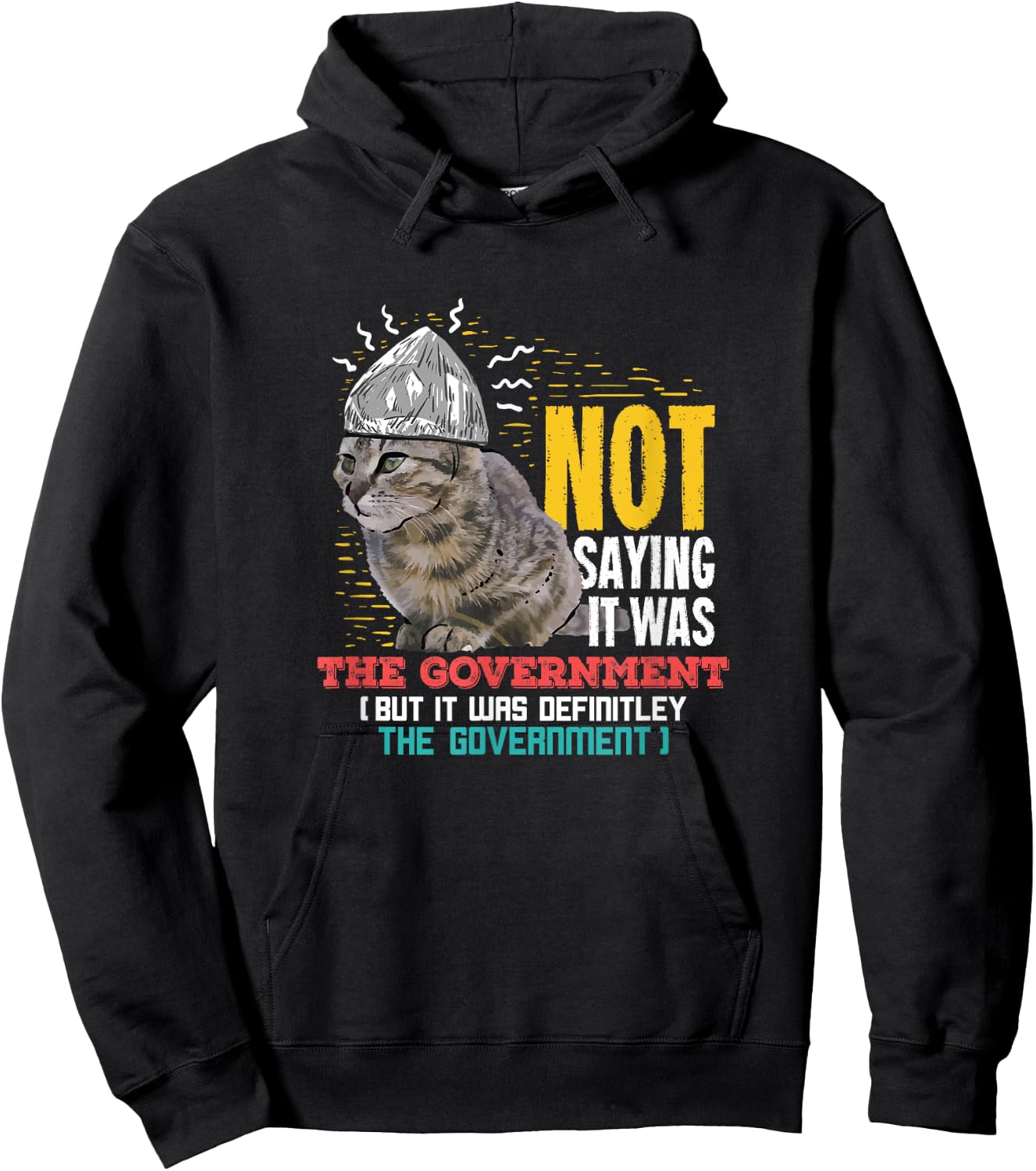 Funny Conspiracy Theory Gifts Classic Black Cat Funny Conspiracy Theor Gift A Conspiracy Theorist Hoodie - Hoodie | Black
