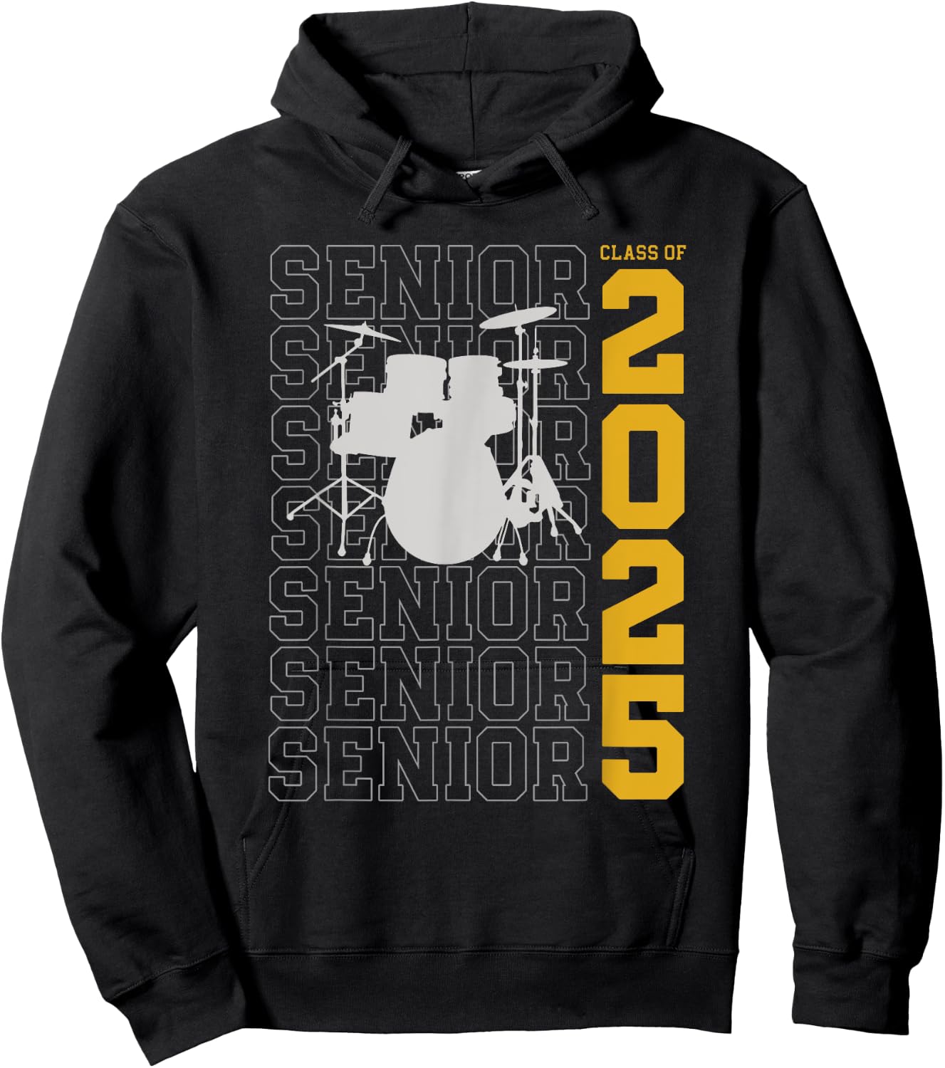Class of 2025 Senior Drum Set for Drummer Or Percussionist Hoodie - Hoodie | Black