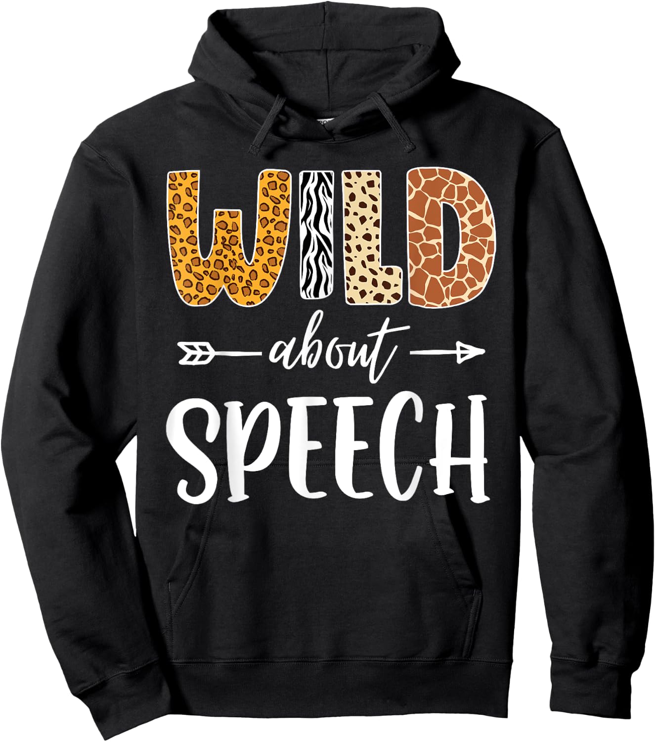 Wild About Speech SLP Leopard Teacher Back to School Kids Hoodie - Hoodie | Black