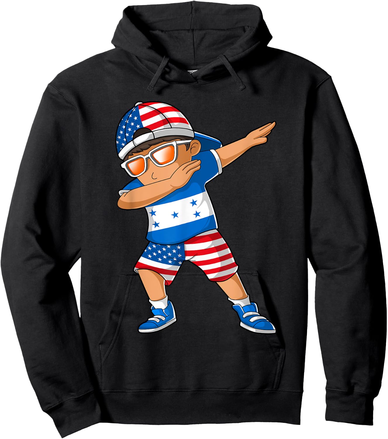 Half American Half Honduran Boy Kid Honduras Flag Patriotic Hoodie - Hoodie | Black