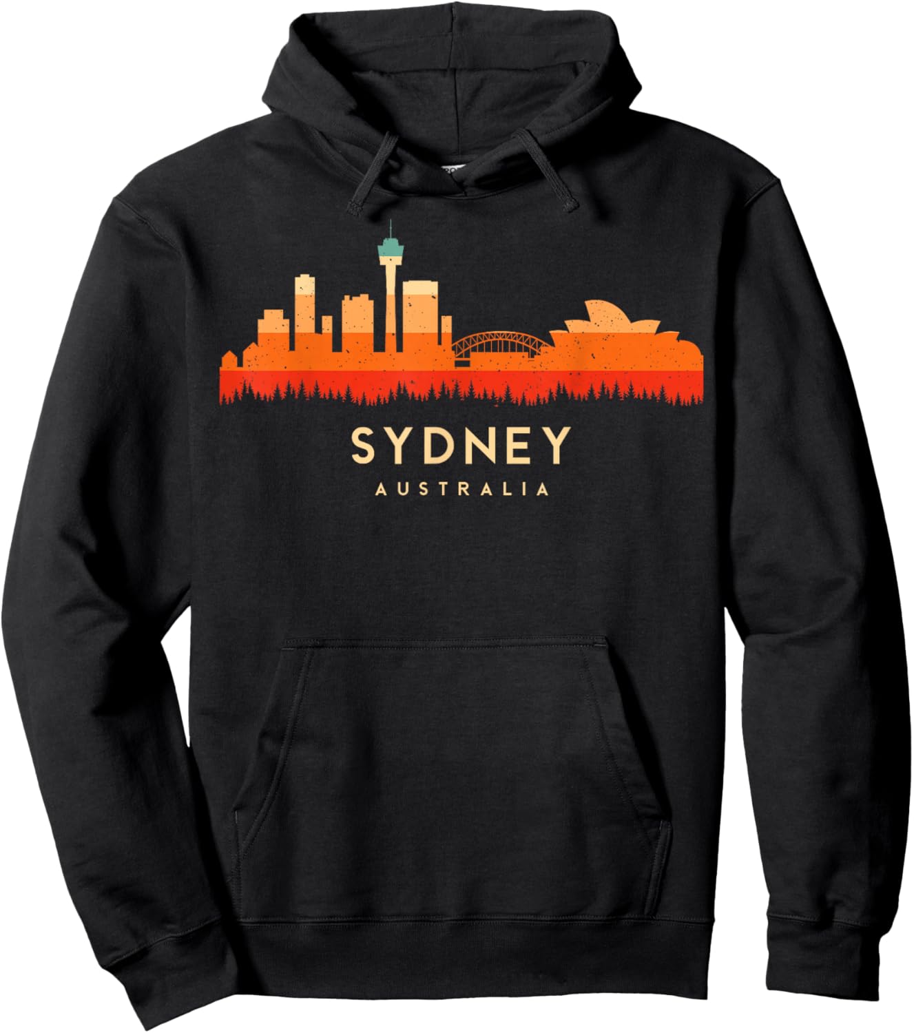 Vintage Retro Style Landscape Sun Skyline Sydney Australia Hoodie - Hoodie | Black