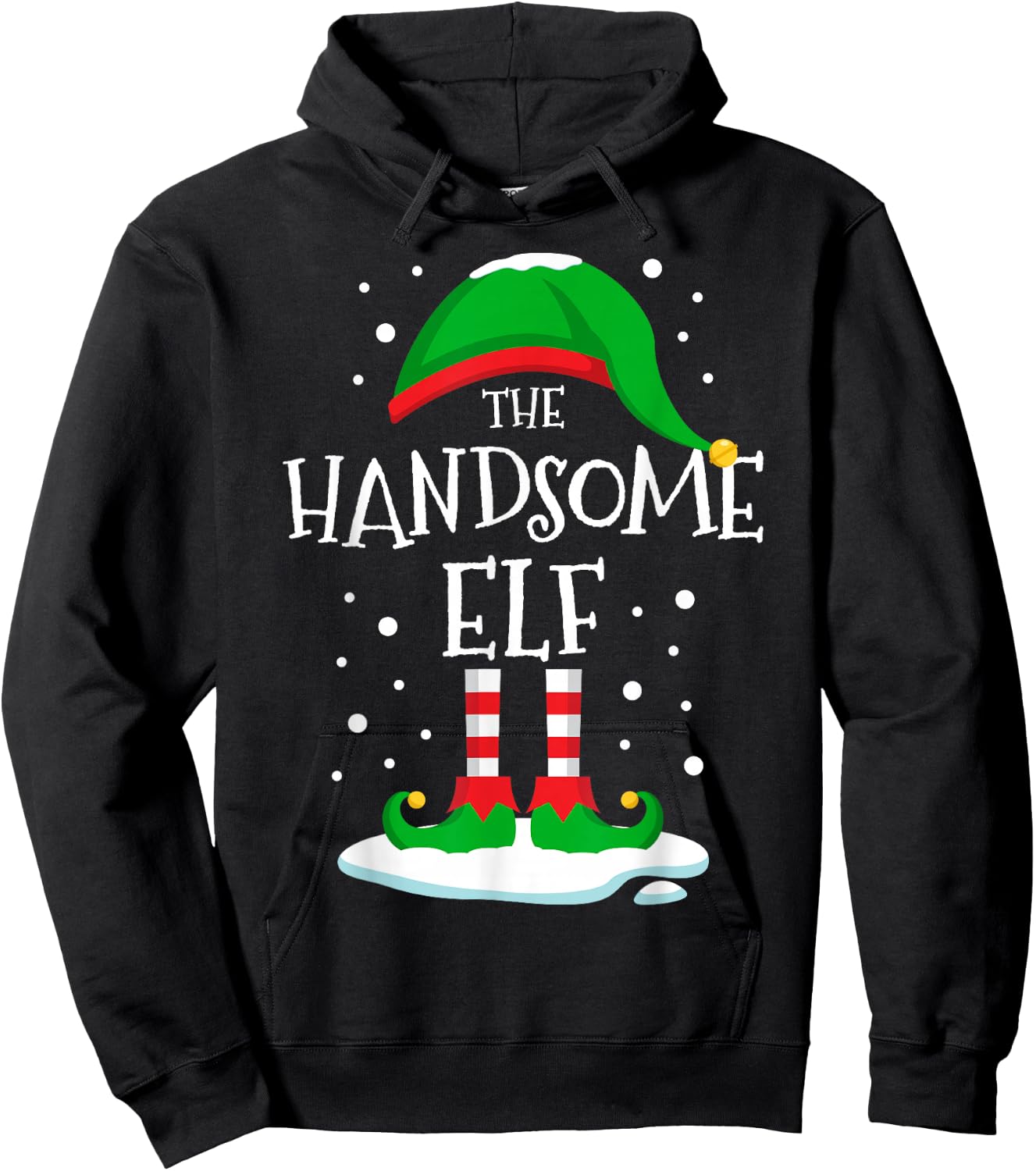 The Handsome Elf Christmas Family Matching Xmas Group Funny Hoodie - Hoodie | Black