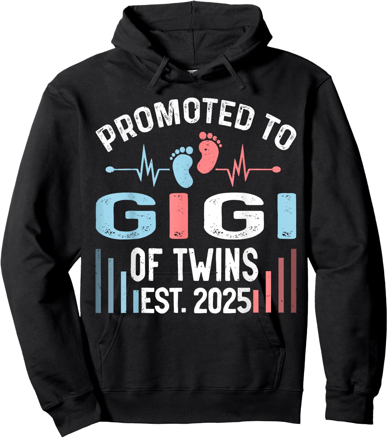 Promoted To Gigi Of Twins Est 2025 Twin Baby Shower Hoodie - Hoodie | Black