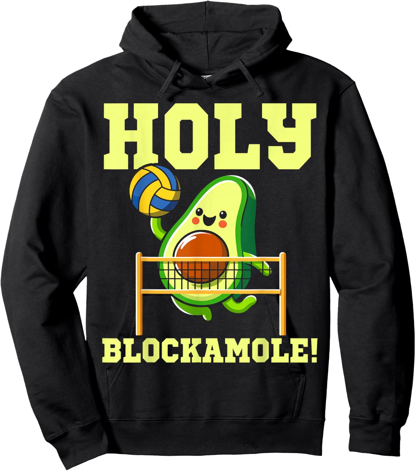 Holy Blockamole volleyball player avocado volleyball funny Hoodie - Hoodie | Black