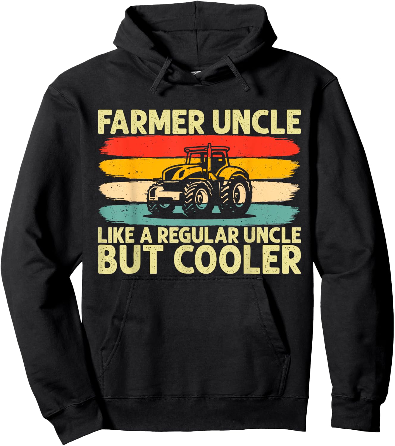 Farmer Uncle Design Tractor Farming Uncle Hoodie - Hoodie | Black