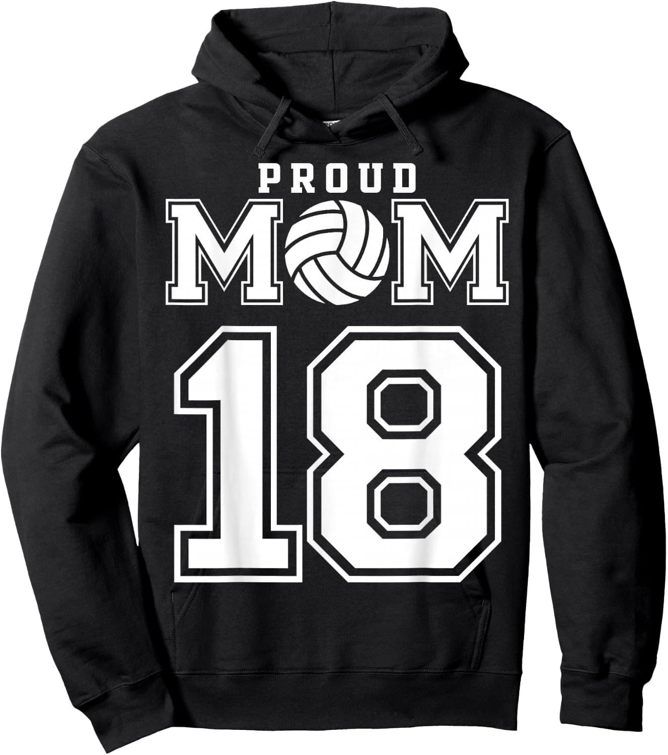 Custom Proud Volleyball Mom Number 18 Personalized Women Hoodie - Hoodie | Black