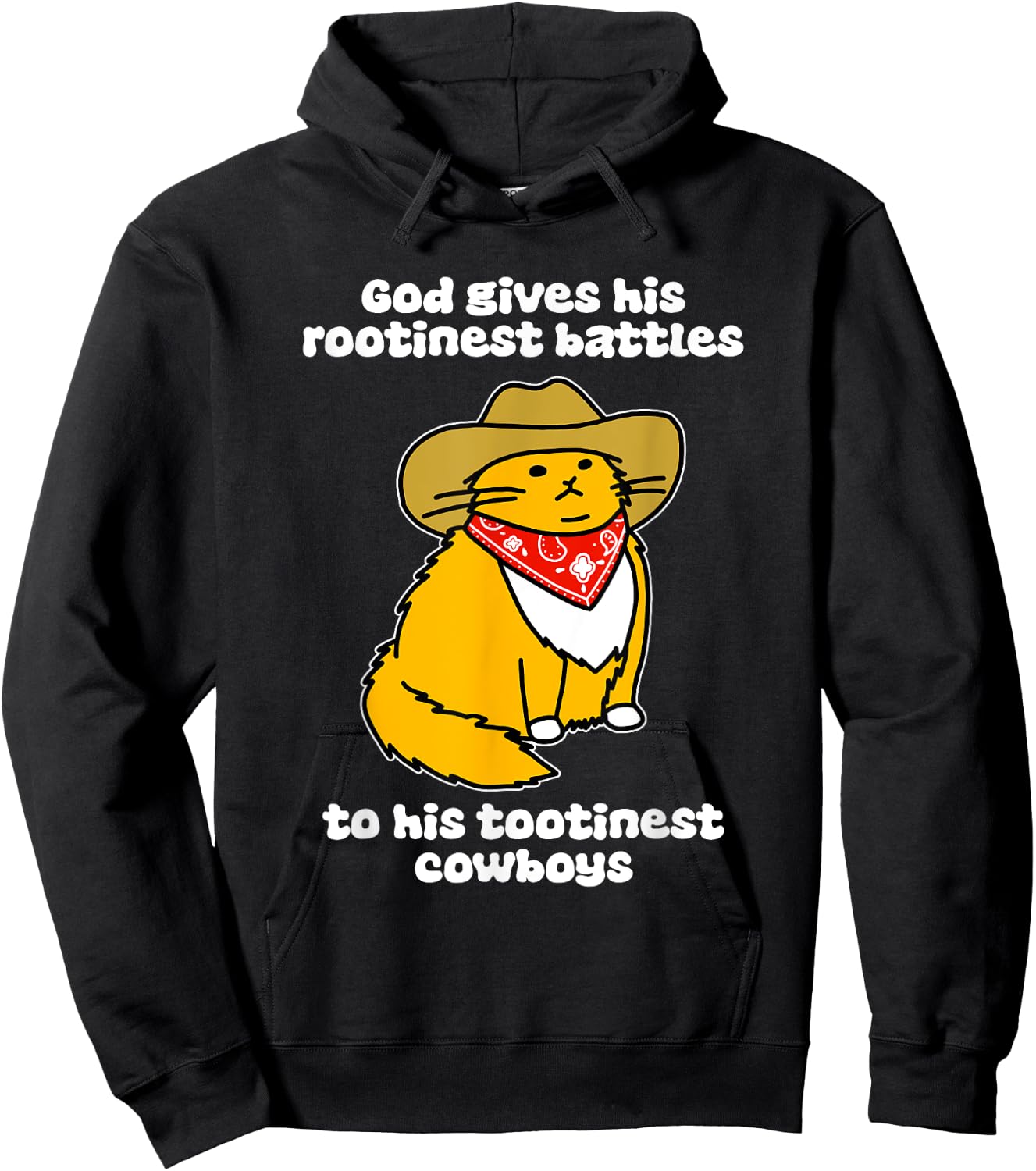 God Gives His Rootinest Battles To His Tootinest Cowboys Cat Hoodie - Hoodie | Black