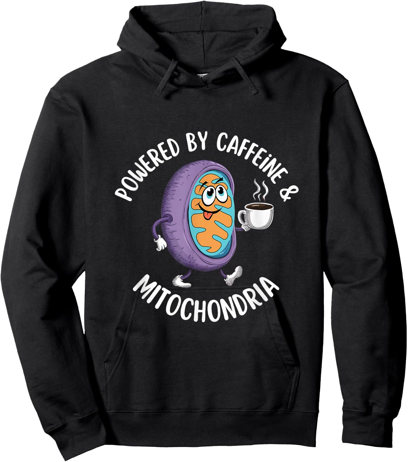Powered by Caffeine & Mitochondria Coffee Lover Science Nerd Hoodie - Hoodie | Black