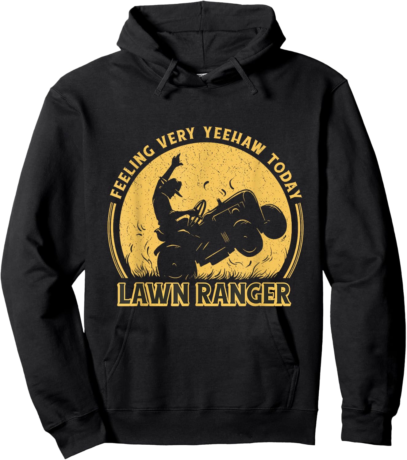 Lawn Ranger Funny Landscaping Lawn Mowing Cowboy Dad Graphic Hoodie - Hoodie | Black