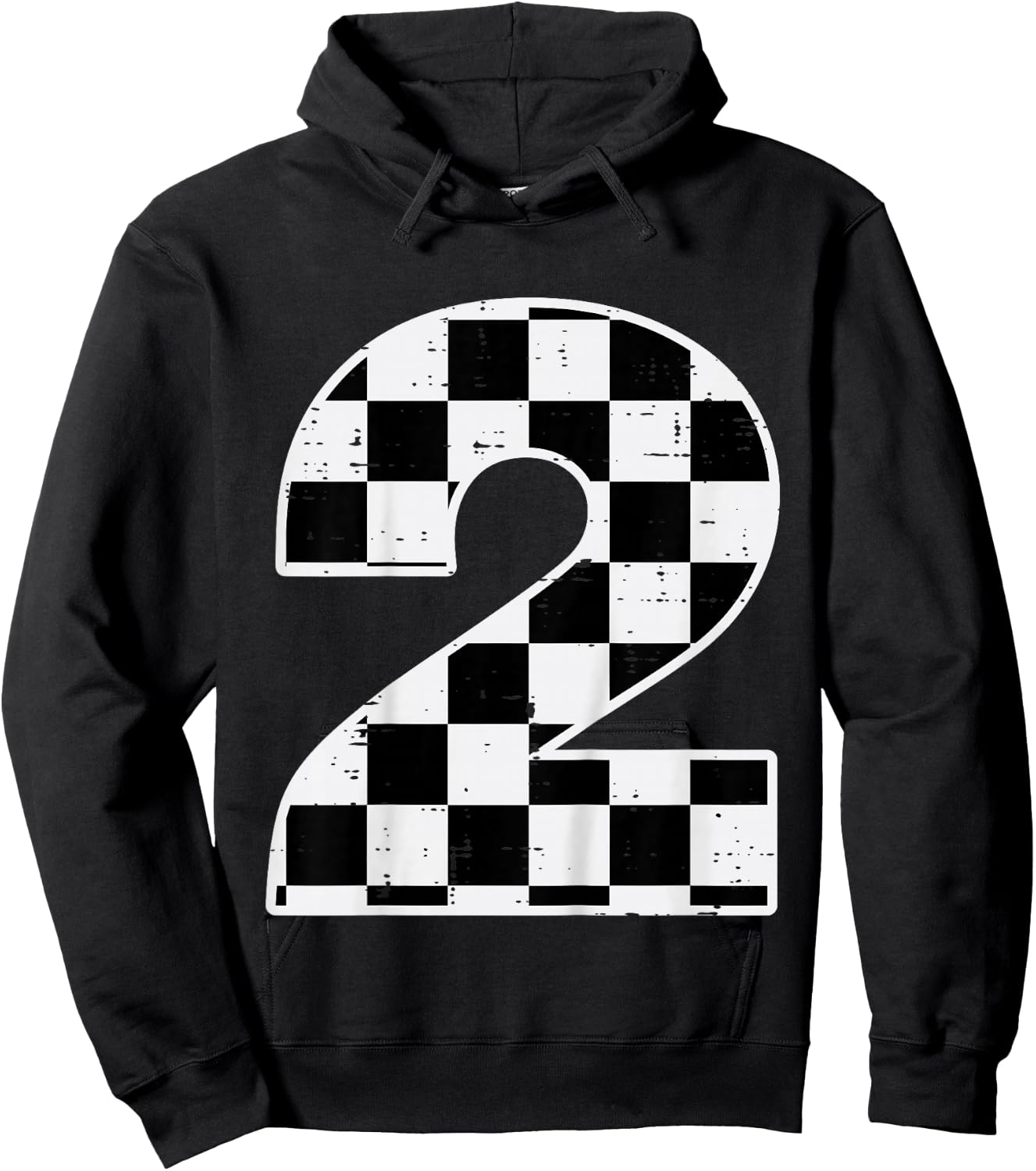 Kids 2nd Birthday 2 Checkered Race Flag Bday Party Girls Boys Kid Hoodie - Hoodie | Black