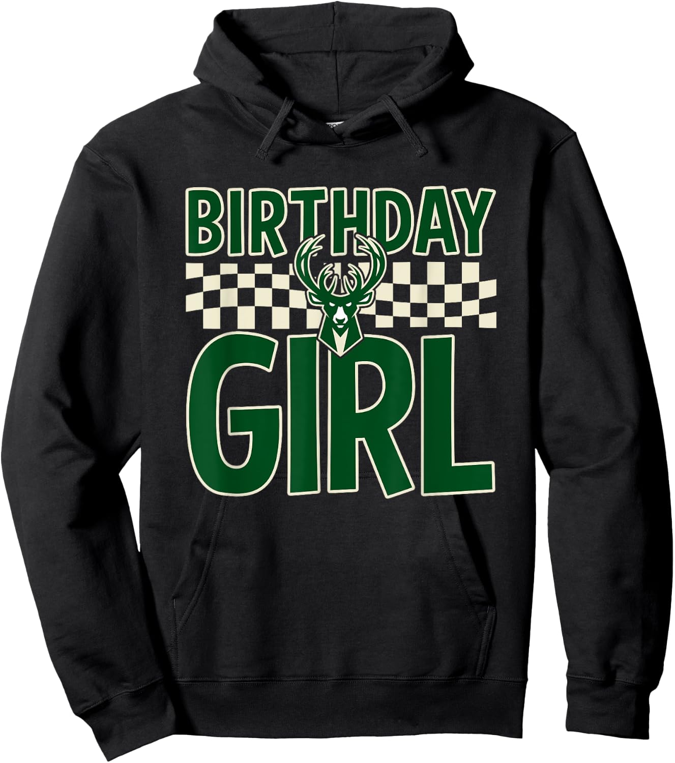 NBA Milwaukee Bucks Birthday Girl Checkered Logo Hoodie - Hoodie | Black