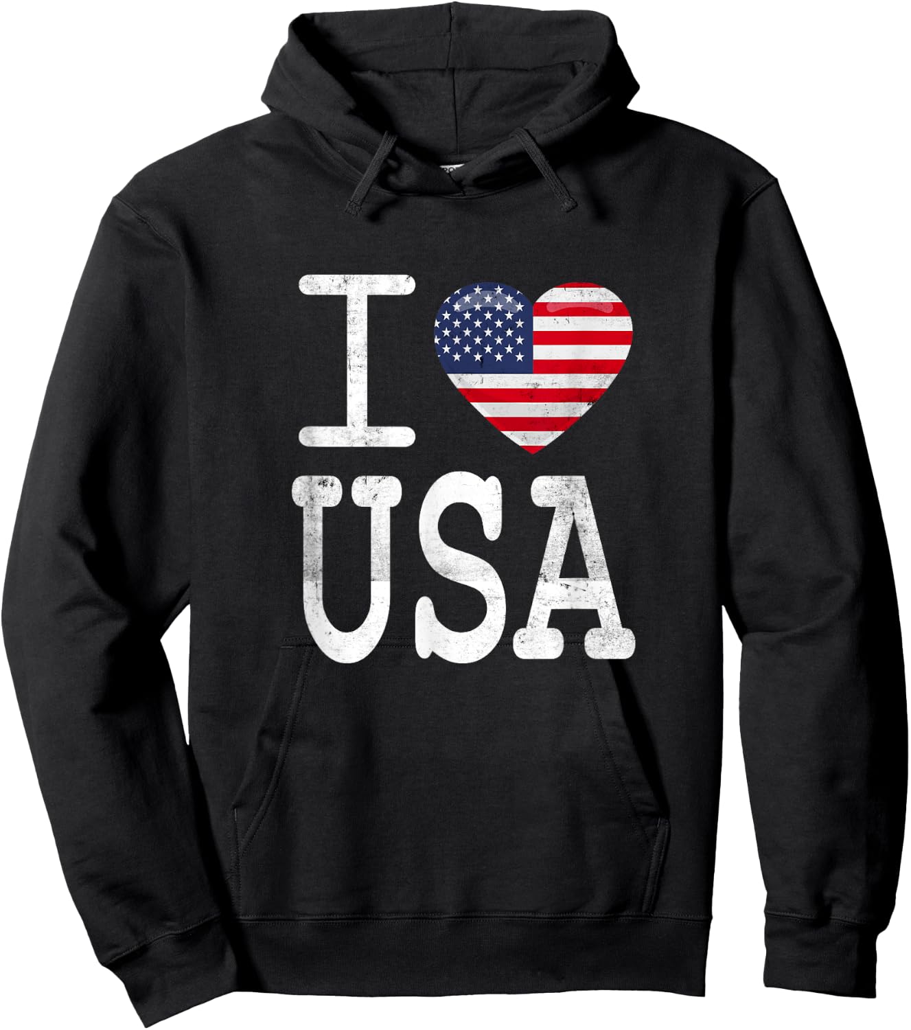 I Love USA America Heart Hoodie - Hoodie | Black