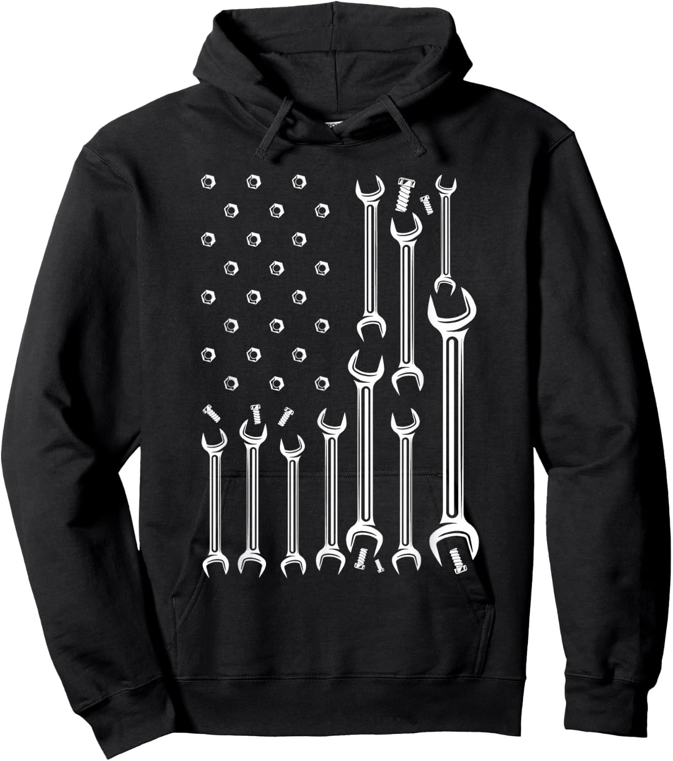 American Flag USA Mechanic Wrenches Tools Gift Hoodie - Hoodie | Black