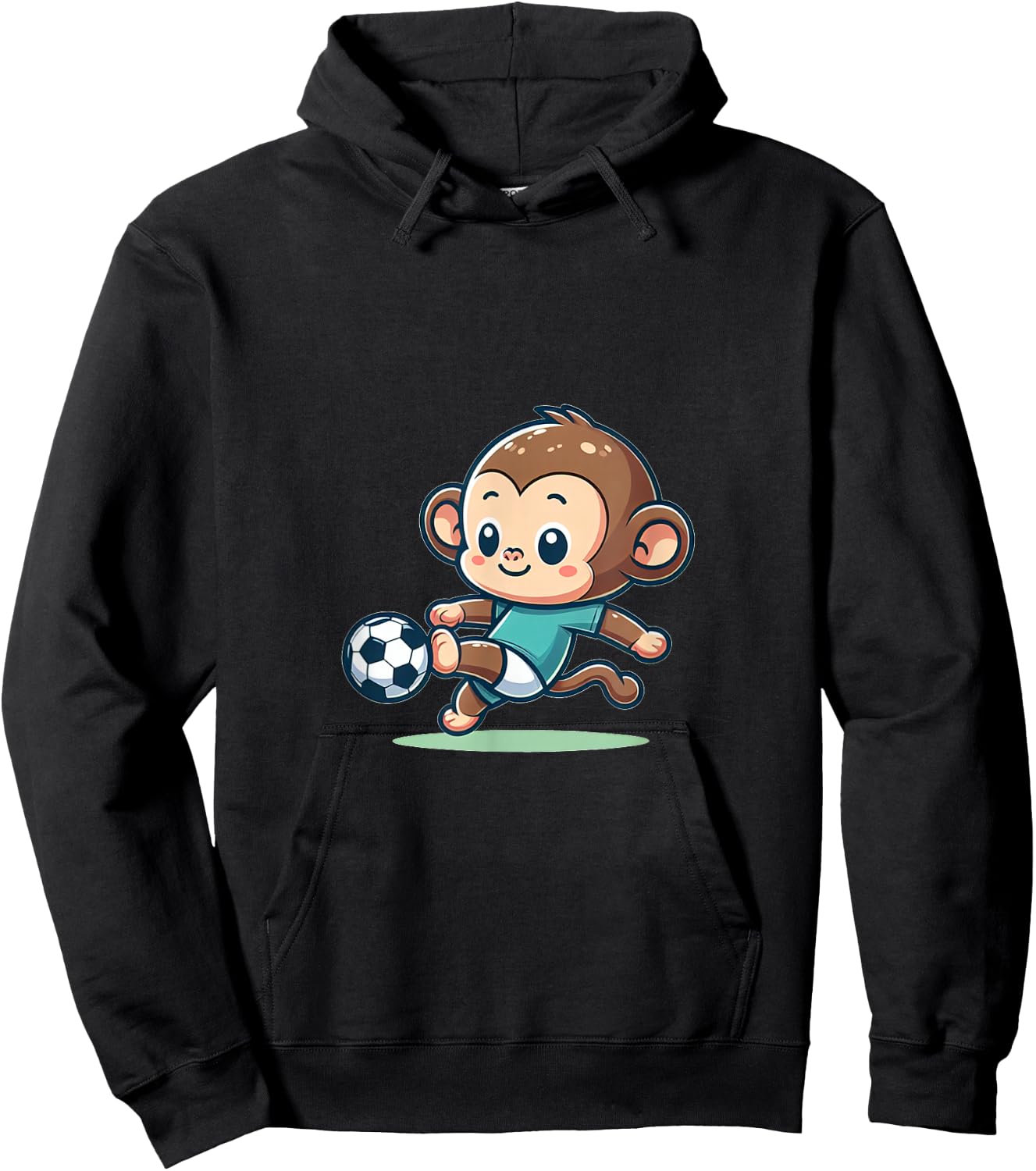 Cute Soccer Player Monkey Hoodie - Hoodie | Black