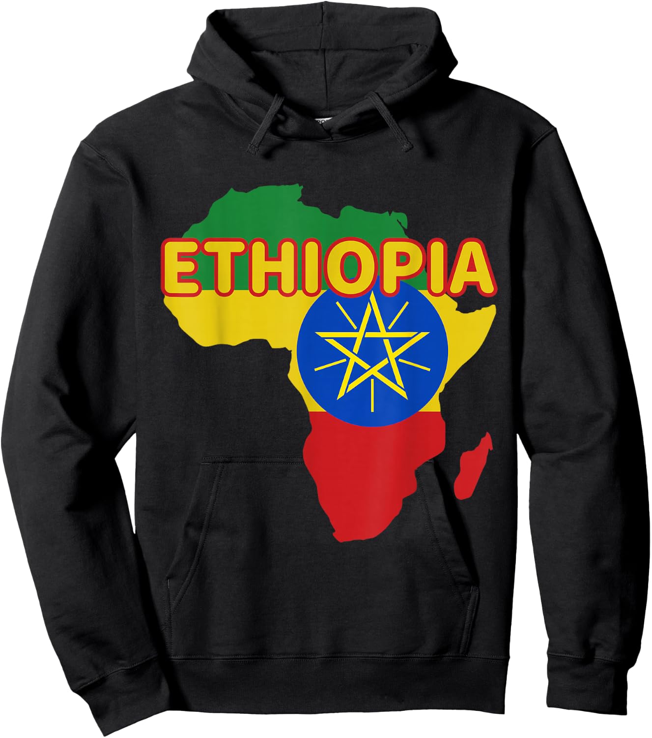 Ethiopia Ethiopian Pride Flag Map Africa Print Hoodie - Hoodie | Black