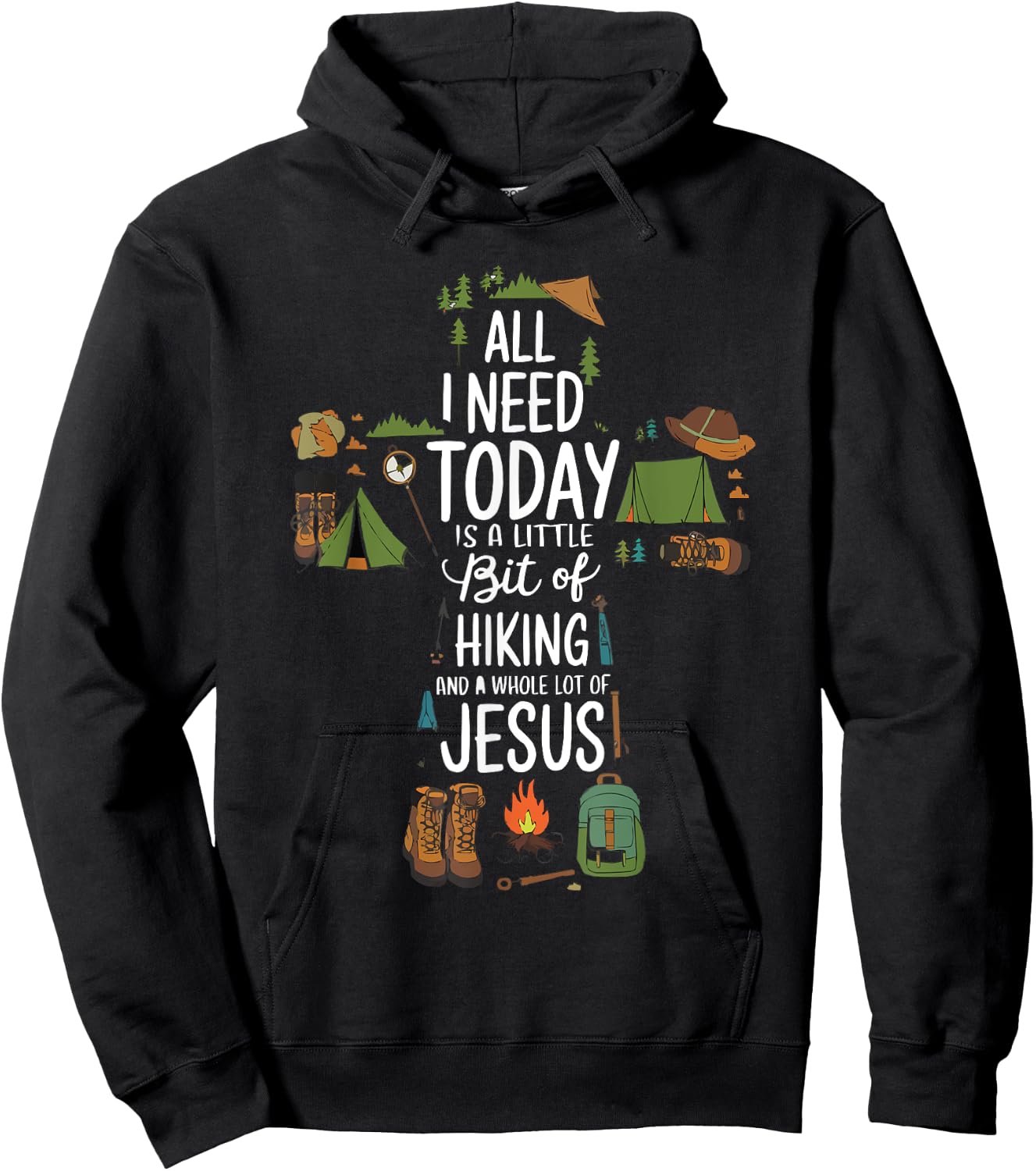 Hiking Jesus Christ Religion Christian Hiker Christianity Hoodie - Hoodie | Black