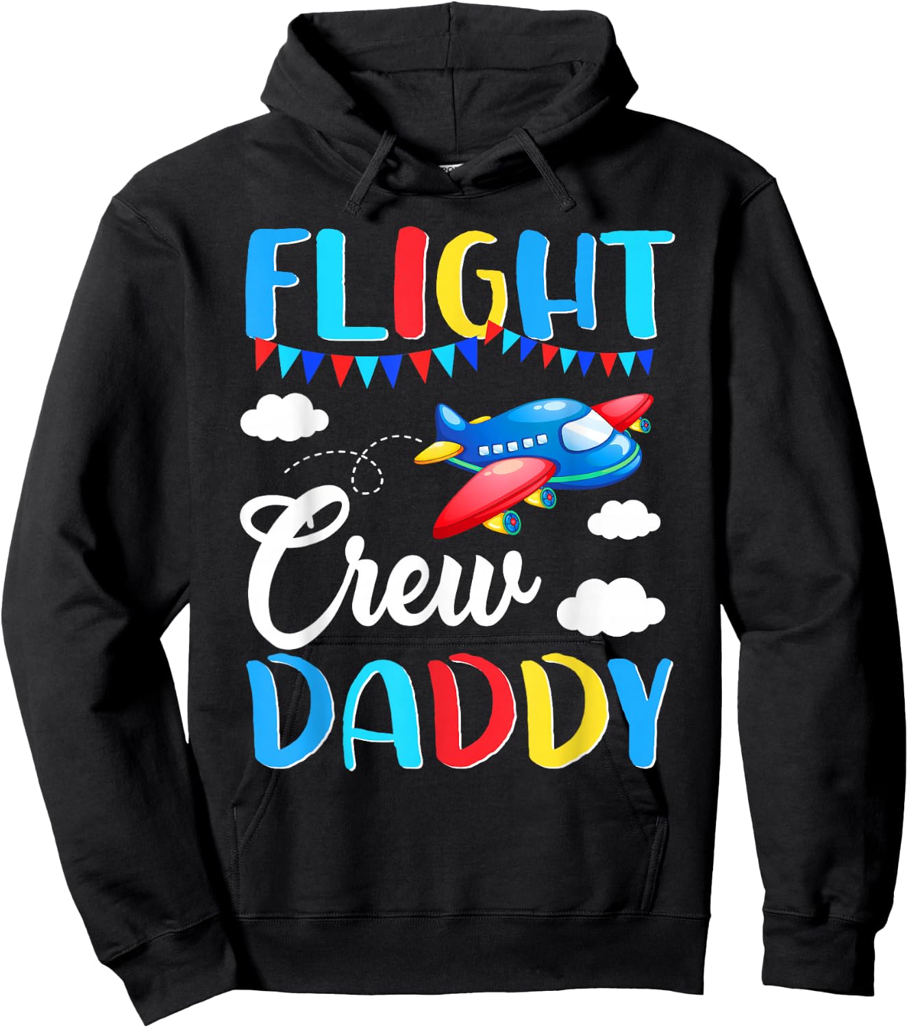 Flight Crew Daddy Airplane Birthday Daddy Family Matching Hoodie - Hoodie | Black
