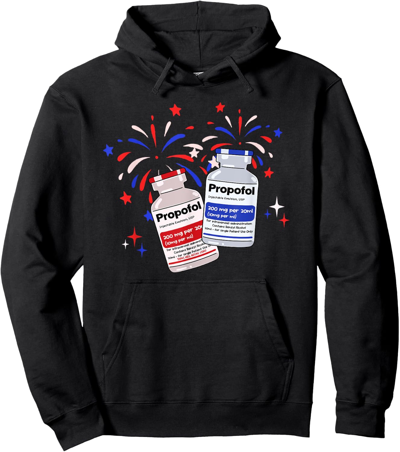 ICU Nurse 4th Of July New Year ER Nurse Gifts Poppin Bottles Hoodie - Hoodie | Black