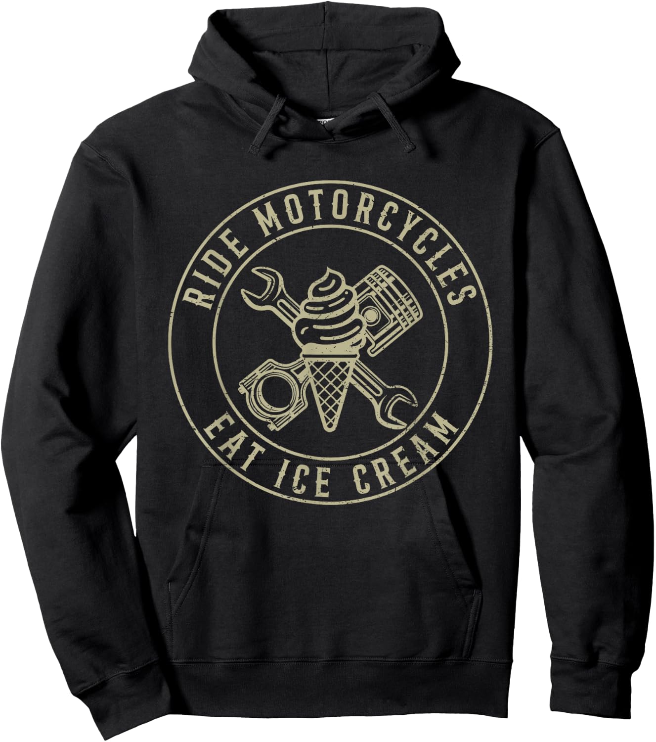 Ride Motorcycles Eat Ice Cream Funny Riding Biker Vintage Men Women Hoodie - Hoodie | Black