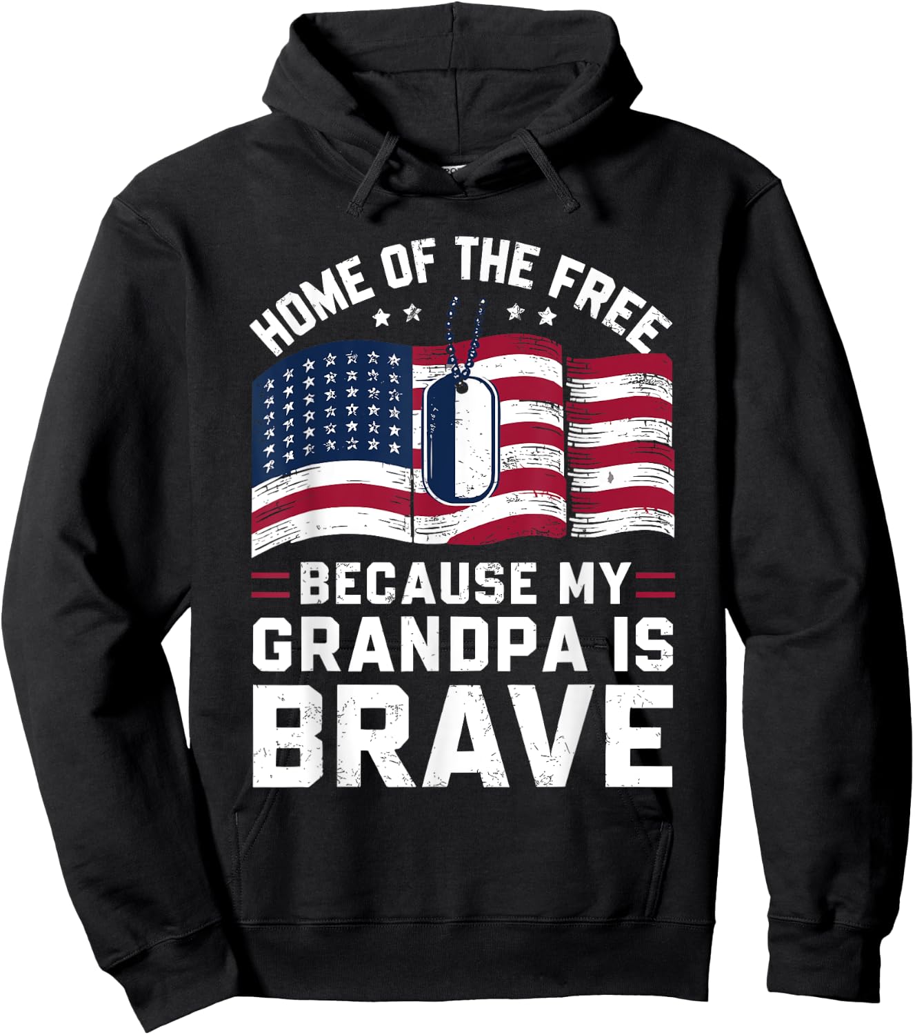 4th of July Home Of The Free Because My Grandpa is Brave Hoodie - Hoodie | Black