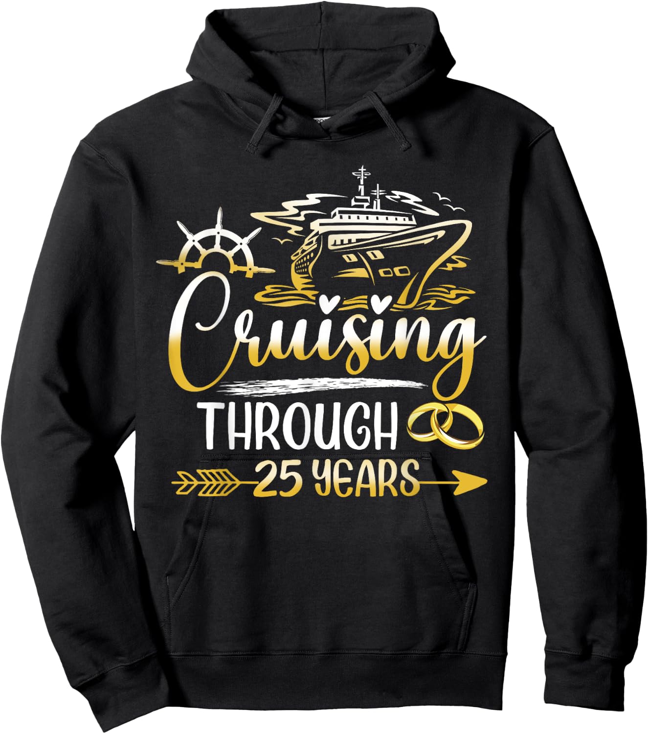 Cruising Through 25 Years 25th Anniversary Cruise Marry Hoodie - Hoodie | Black