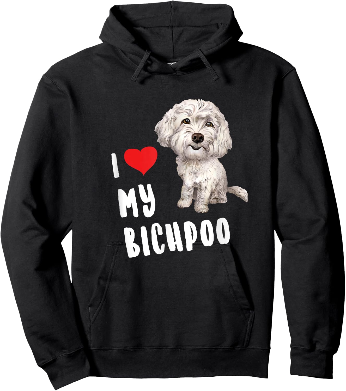 I Love My Bichpoo Design Perfect Funny Cute Dog Bichpoo Mom Women Girls Kids Hoodie - Hoodie | Black