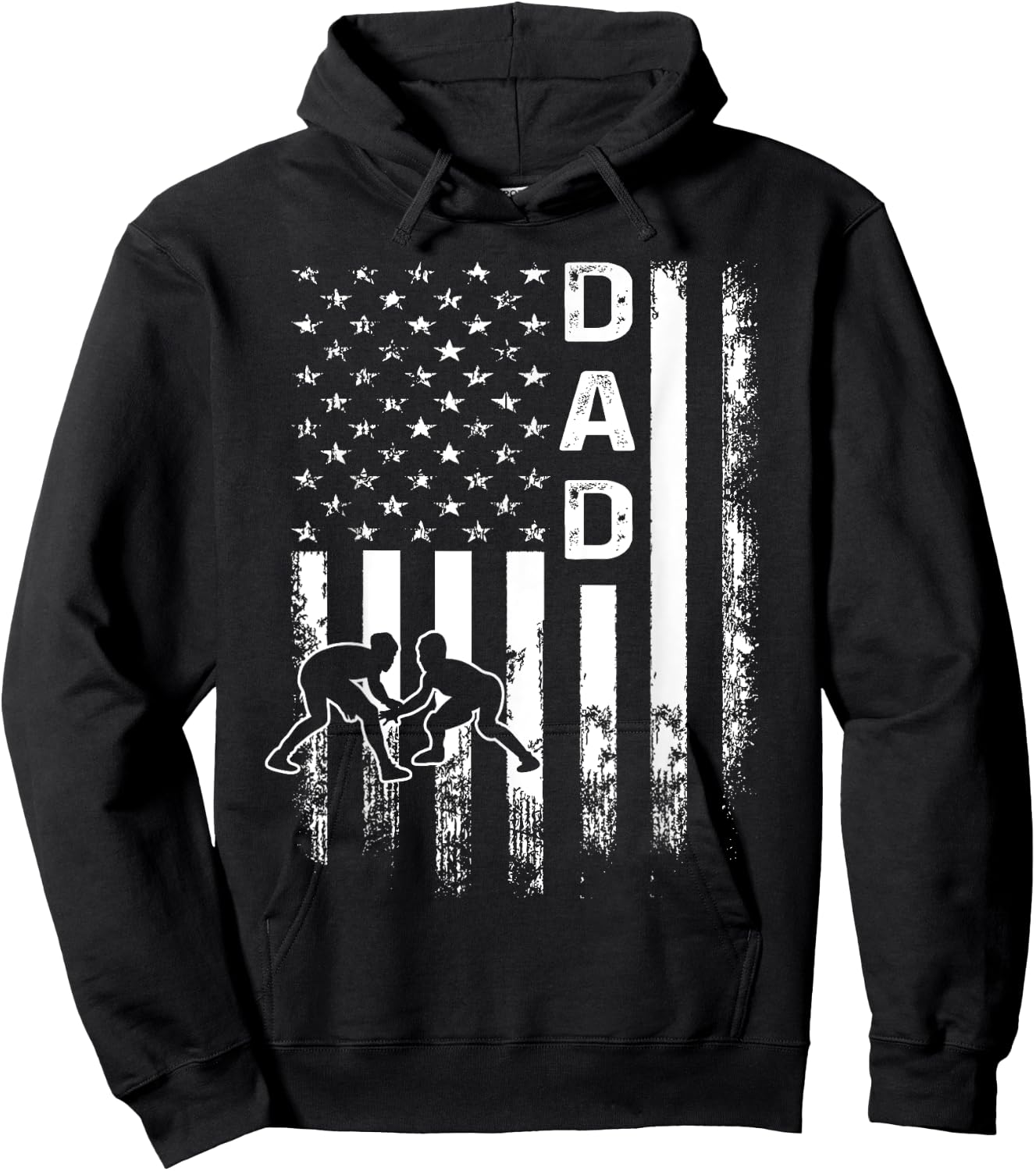 Wrestling Dad American Flag Vintage Christmas Xmas Hoodie - Hoodie | Black