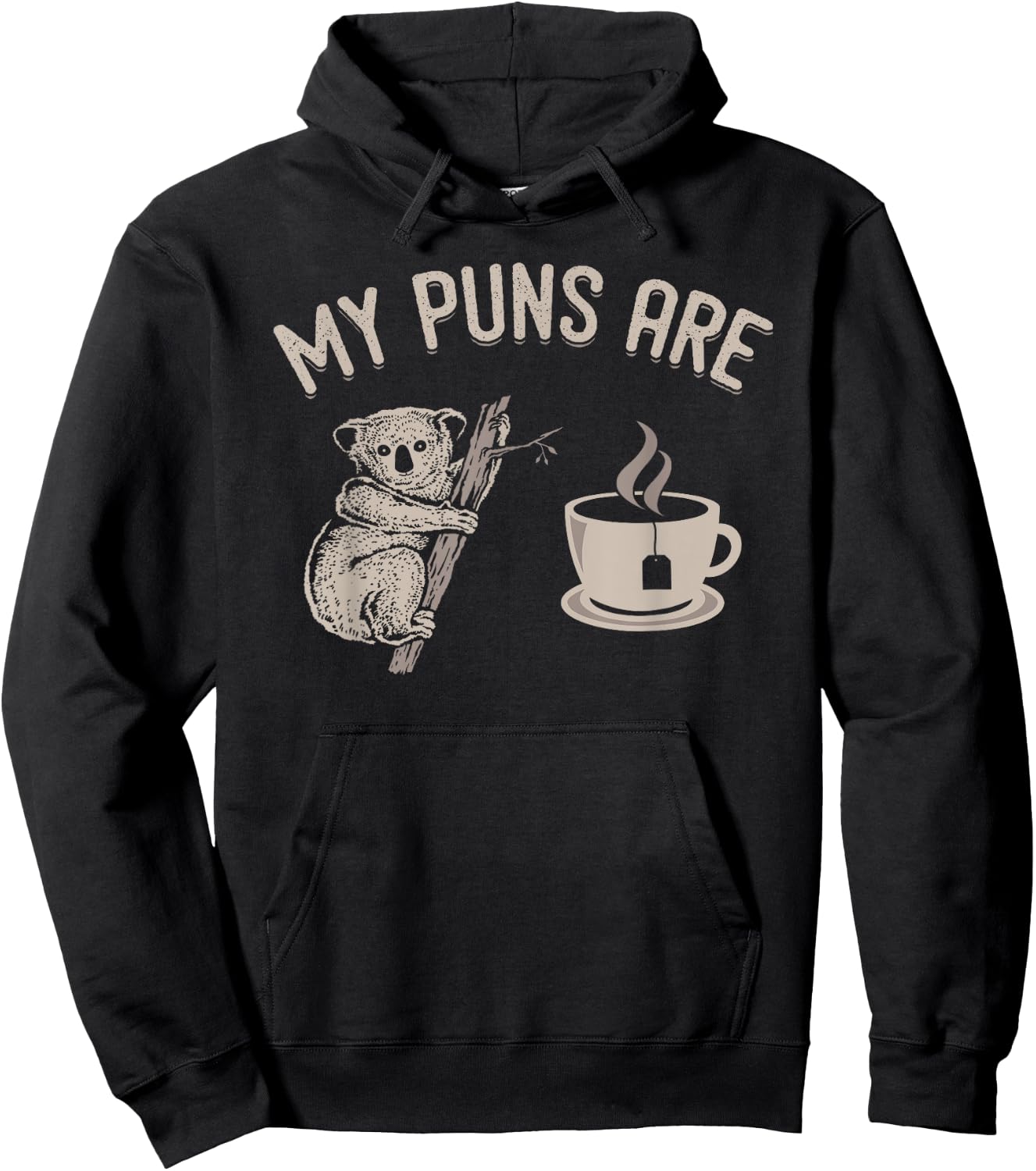 Quality Puns - My Puns Are Koala Tea Hoodie - Hoodie | Black